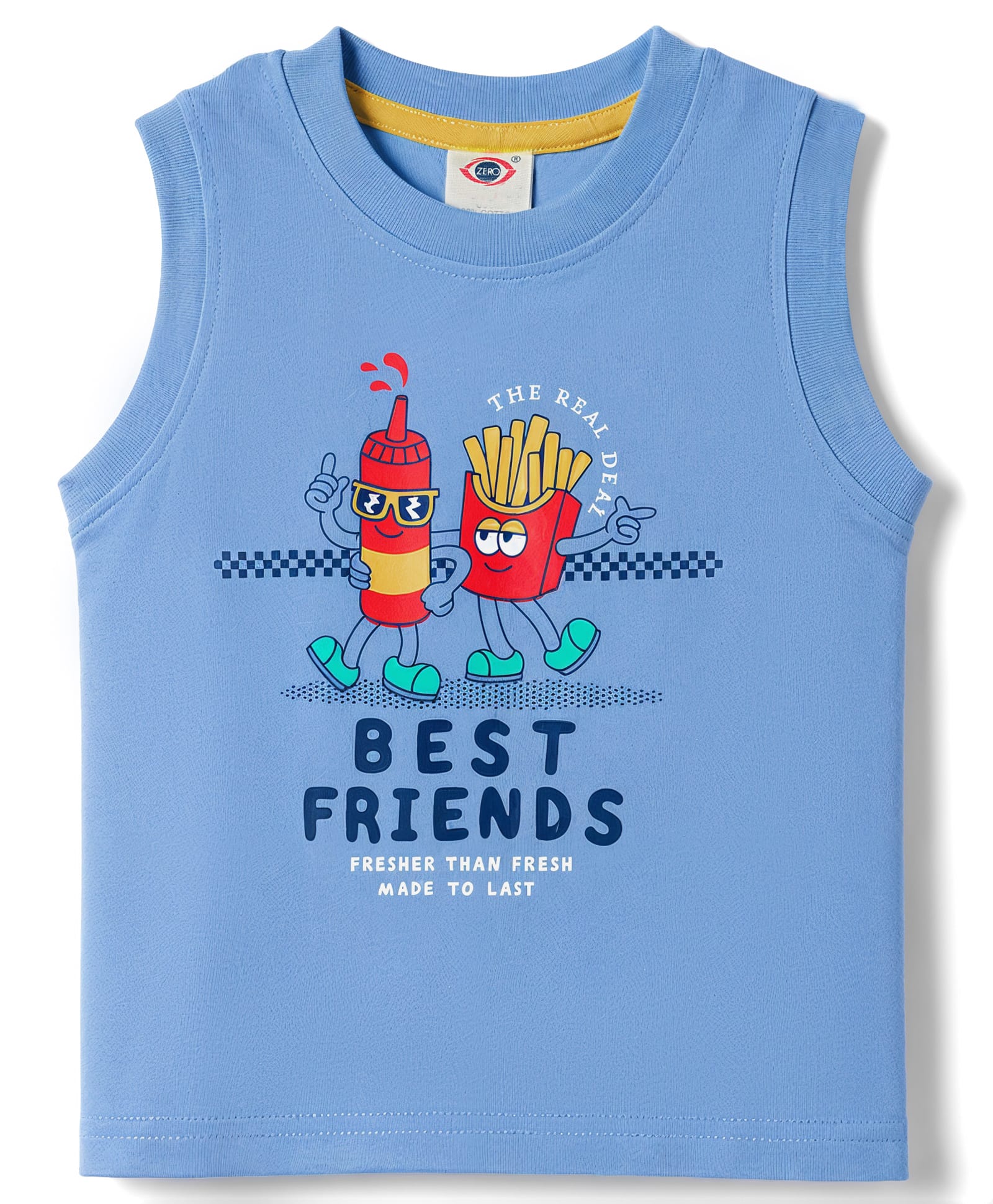 Zero Knitted Sleeveless Vest Best Friend Print - Blue-picture-37