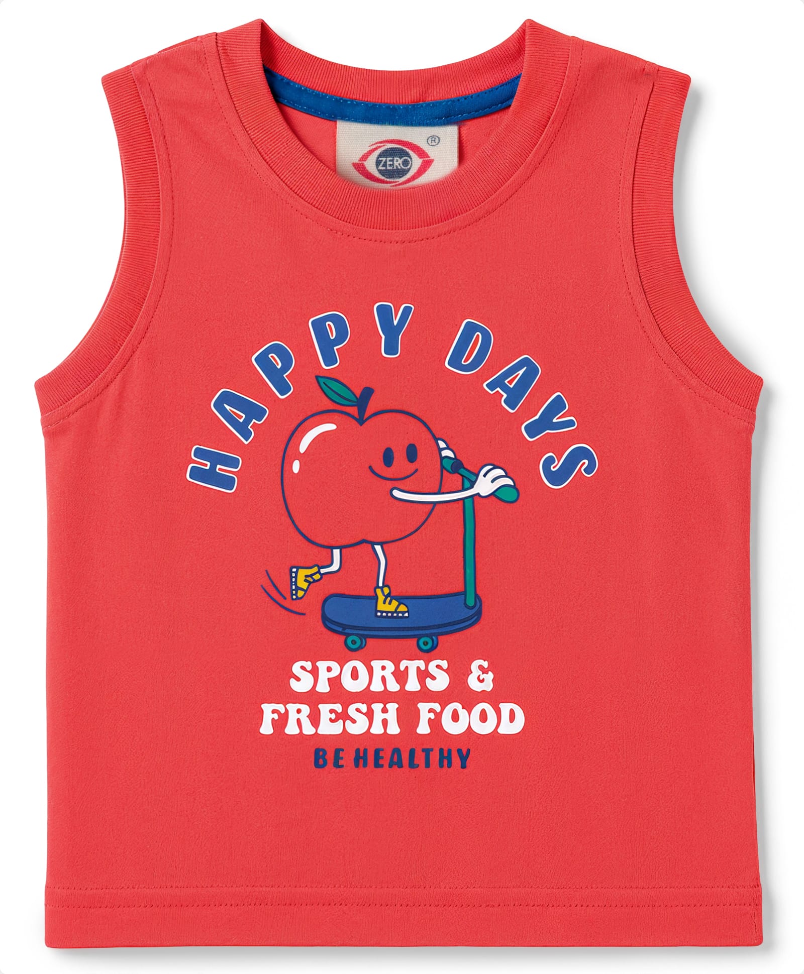 Zero Knitted Sleeveless Vest Happy Days Print - Red-picture-31