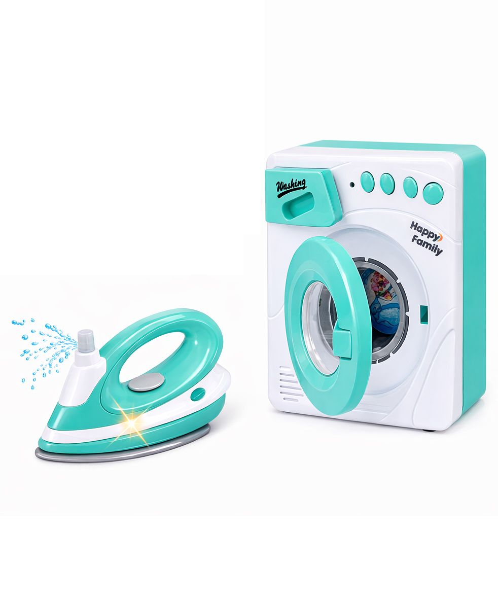Sanjary Kids Pretend Play Washing Machine and Iron Set Toy with Lights and Sounds, Educational Household Role Play Toy Gift color design may vary-picture-14