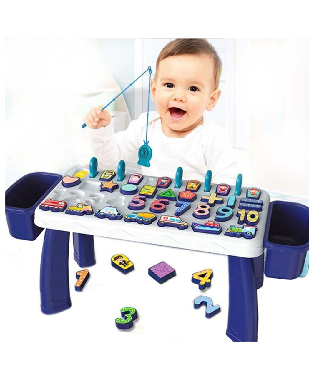 SANJARY Kids Multifunction Learning Activity Table with Magnetic Fishing Numbers Shapes Educational Toy for Toddlers Early Development Playset color design may vary-picture-7
