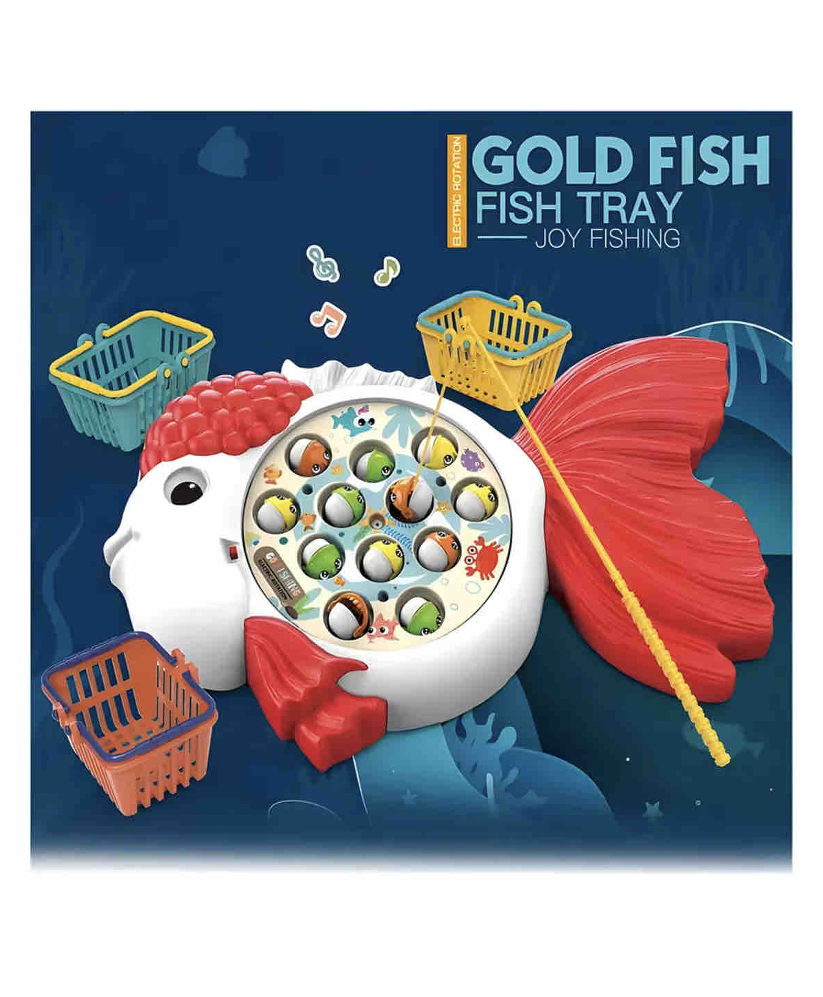 SANJARY Electric Goldfish Fishing Game Toy with Rotating Fish Music Lights Interactive Catching Game for Kids Family Fun color design may vary-image-38