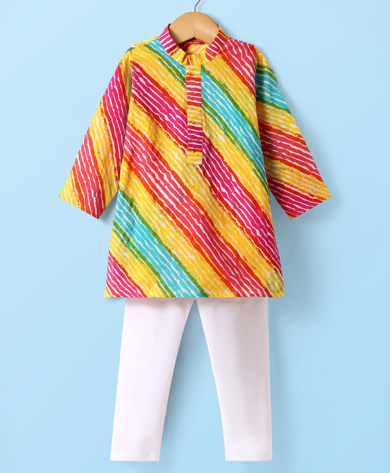 Exclusive From Jaipur Cotton Woven Full Sleeves Striped Kurta Pajama Set - Light Orange-image-17
