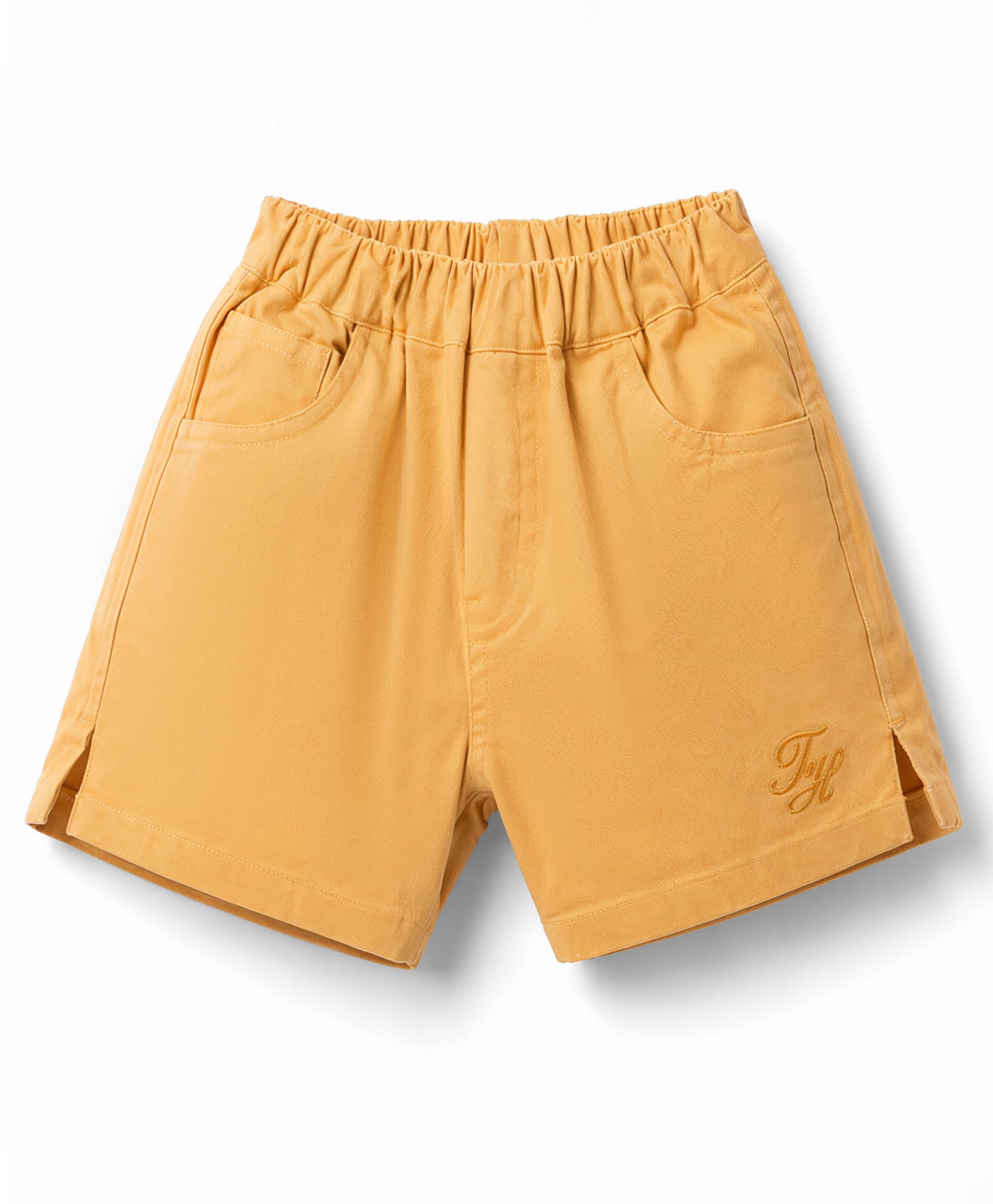 ToffyHouse Cotton Woven Knee Length Shorts With Embroidery - Mustard-picture-29