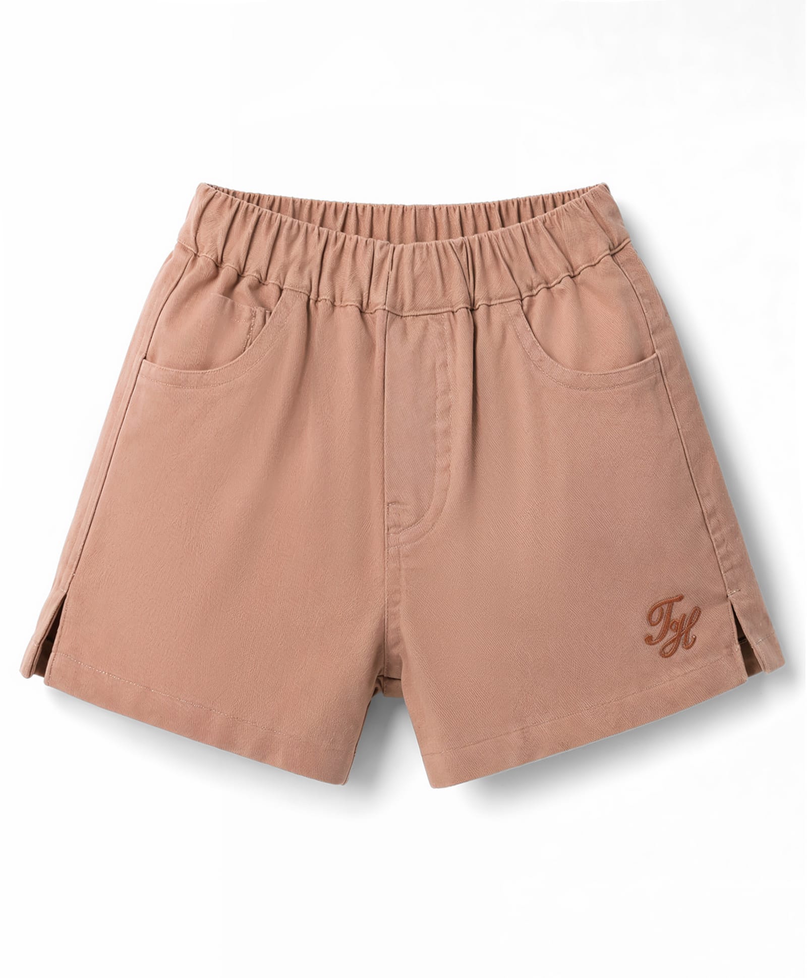 ToffyHouse Cotton Woven Knee Length Shorts With Logo Embroidery - Light Brown-picture-20