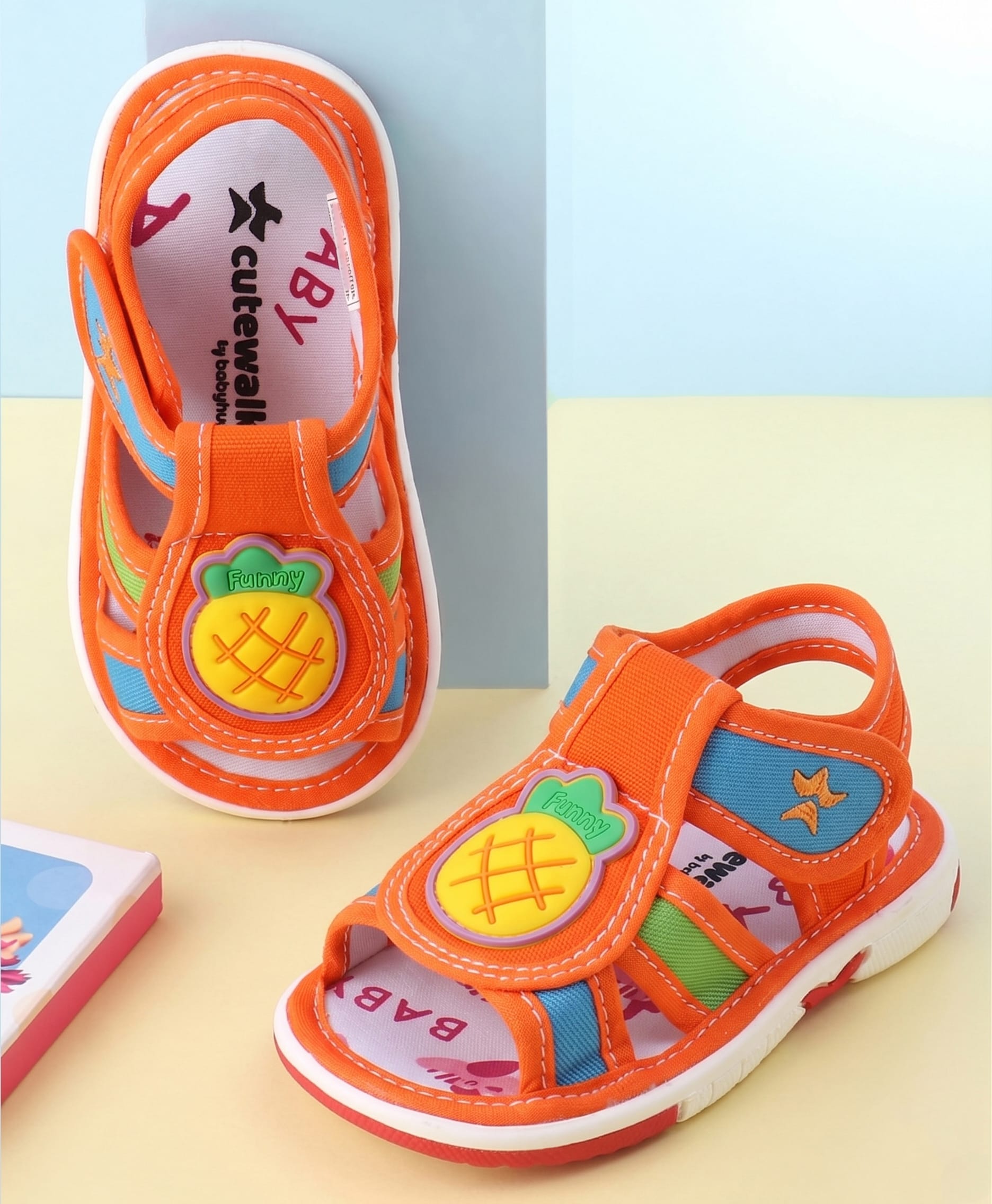 Cute Walk by Babyhug Velcro Closure Sandals with Pineapple Applique - Orange-picture-23