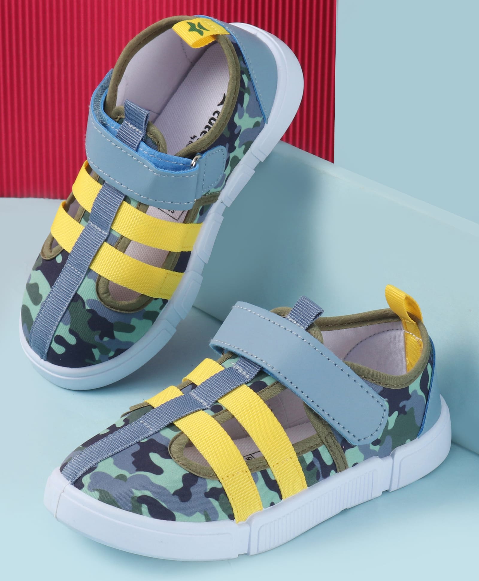 Cute Walk by Babyhug Velcro Closure Sandals with Camouflage Print - Grey-image-46