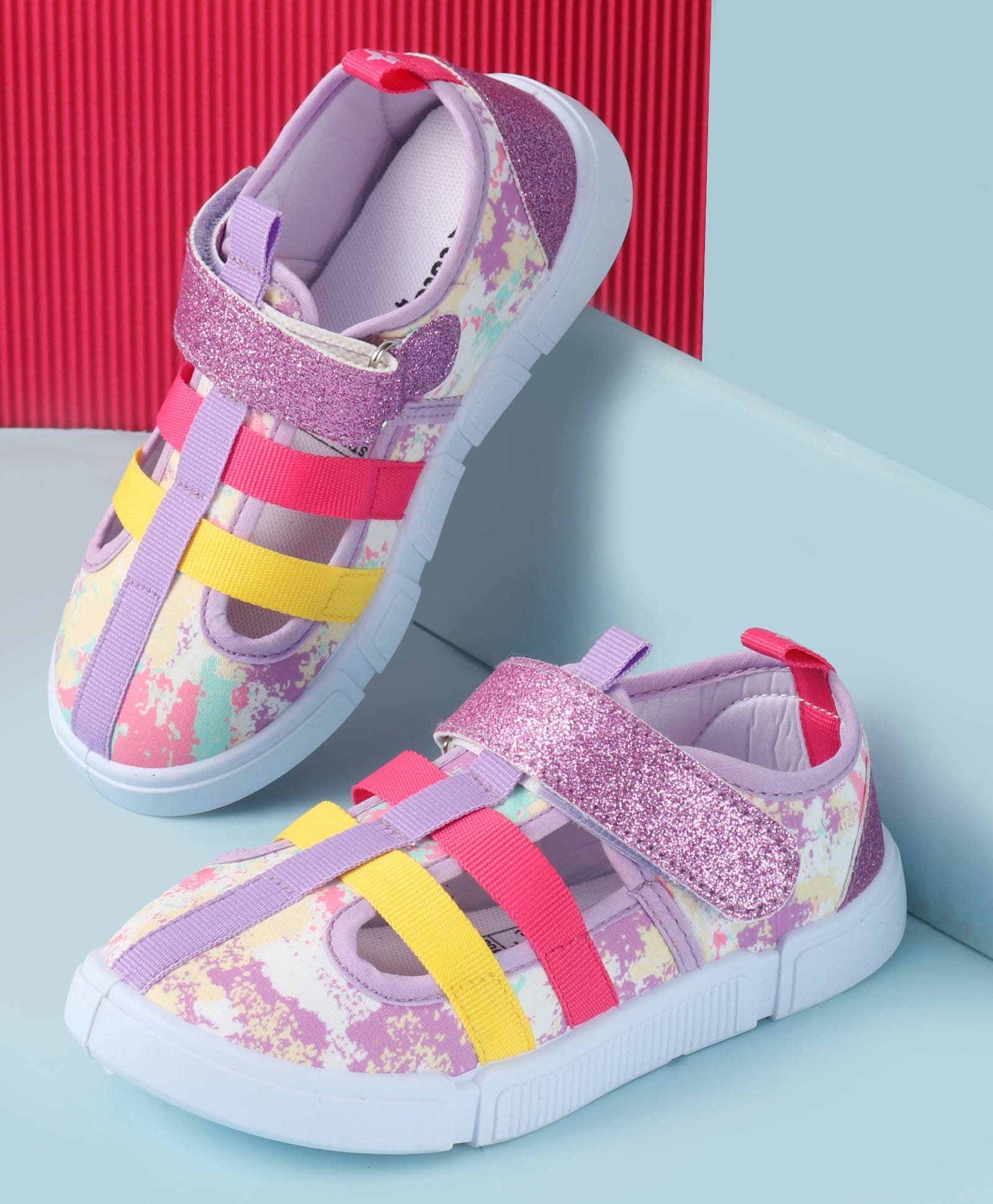 Cute Walk by Babyhug Velcro Closure Sandals with Camouflage Print - Purple-picture-21
