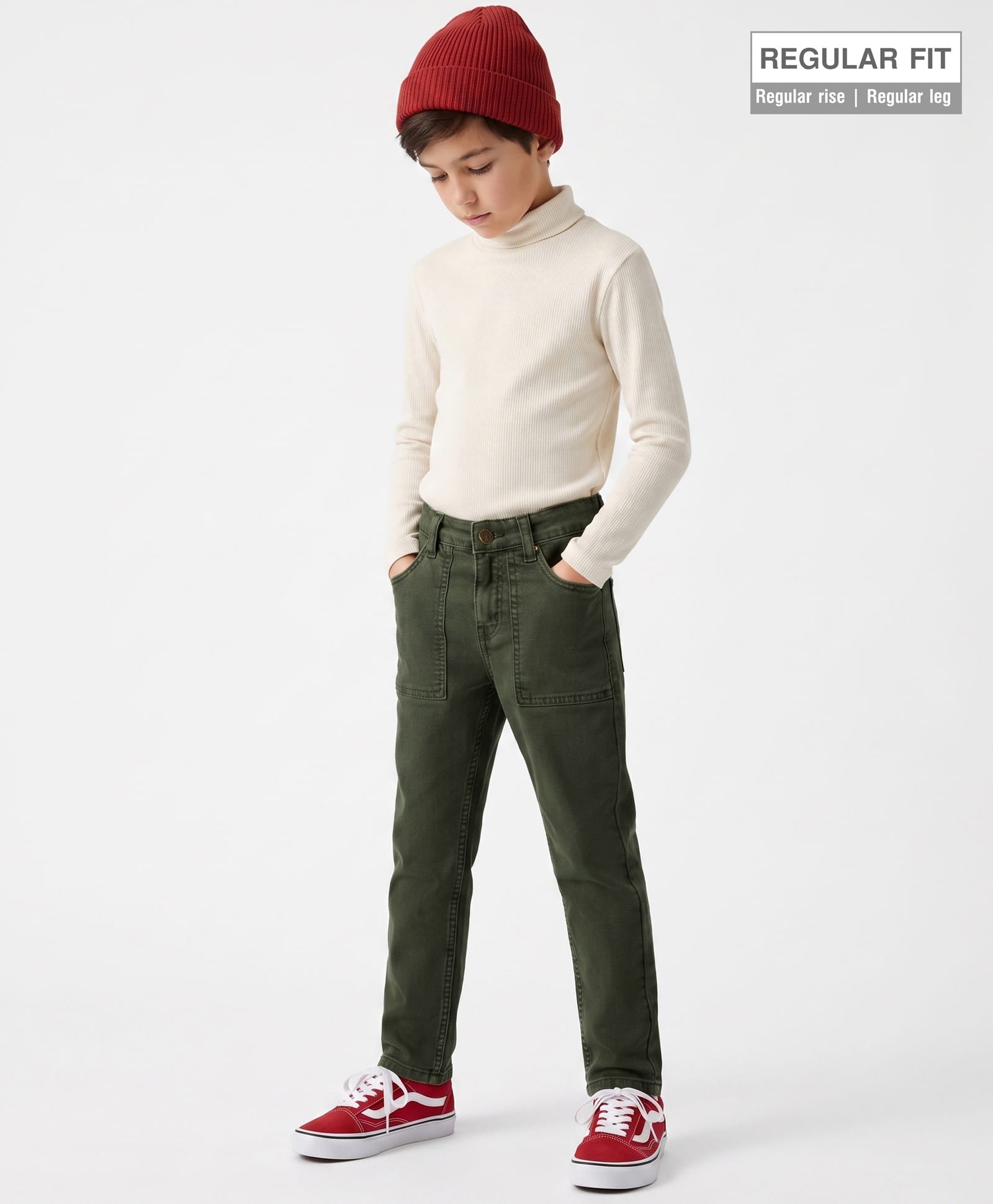 Pine Kids Denim Woven Full Length Solid Color Jeans - Green-picture-24