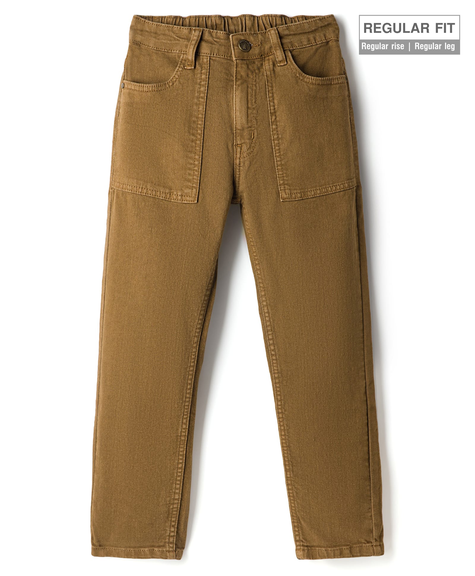 Pine Kids Denim Woven Full Length Solid Color Jeans - Brown-picture-33