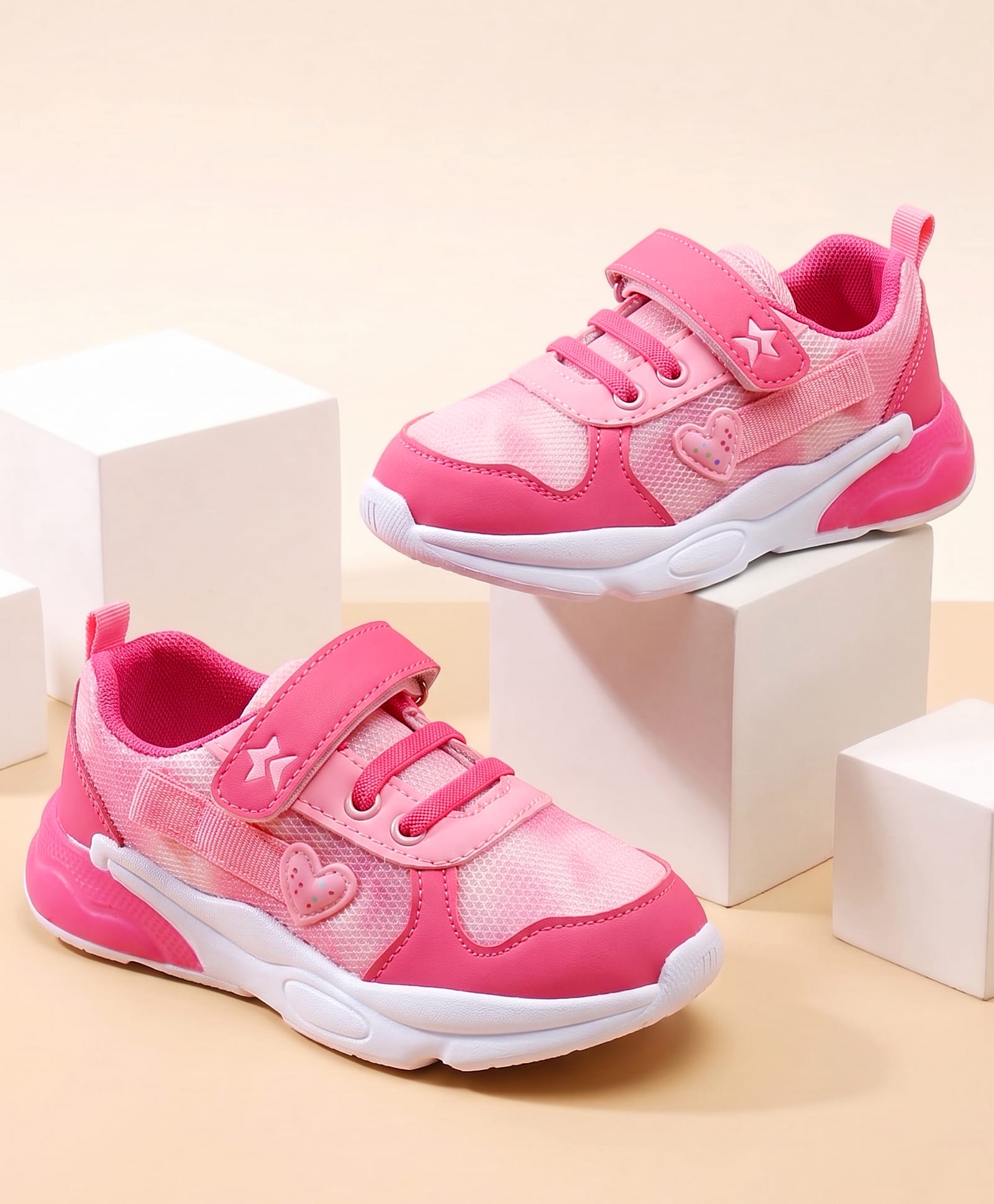 Cute Walk by Babyhug Velcro Closure Sneaker Shoes With Hearts Applique - Fuchsia-image-29
