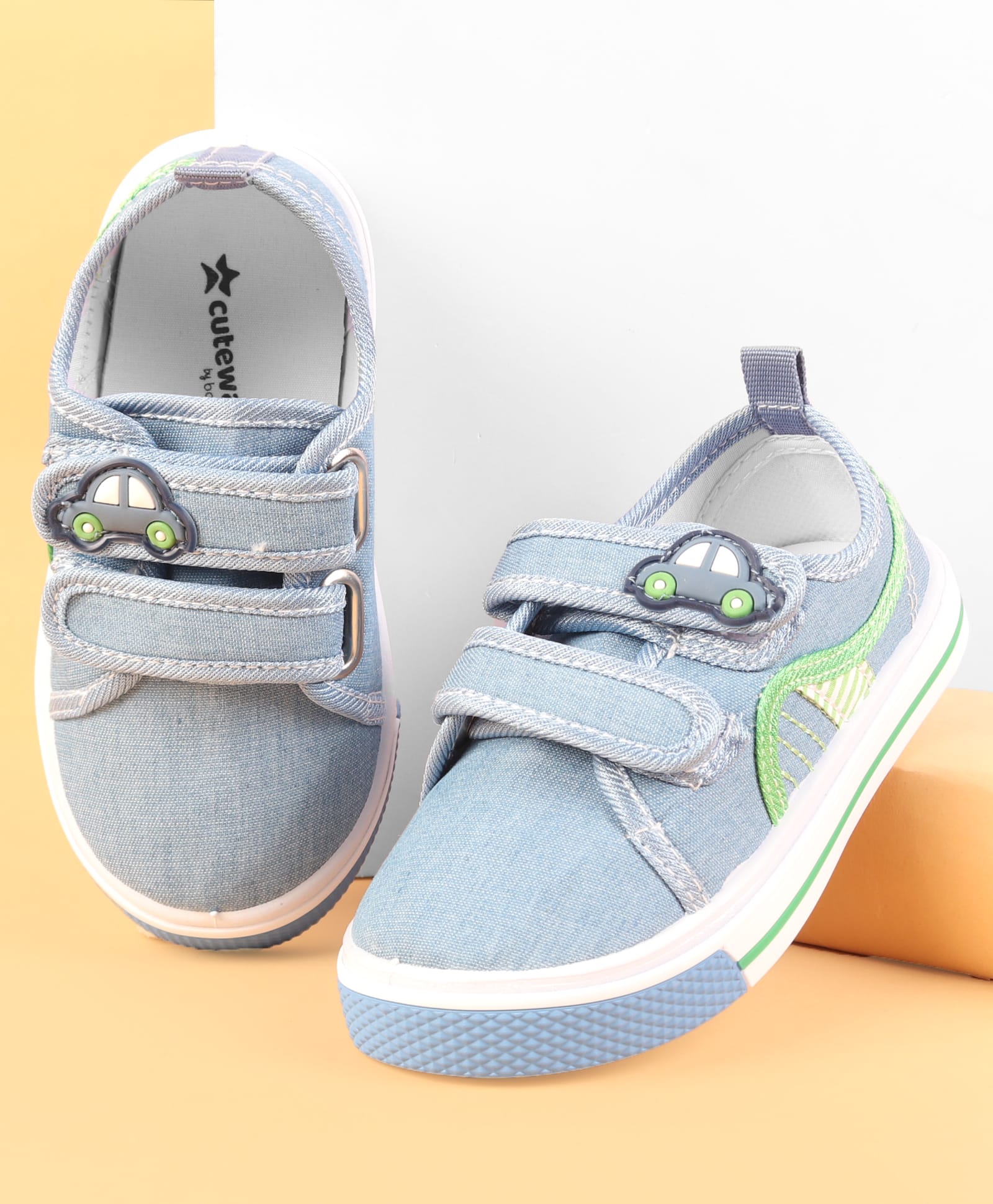 Cute Walk by Babyhug Velcro Closure Casual Shoes With Car Applique - Blue-picture-12