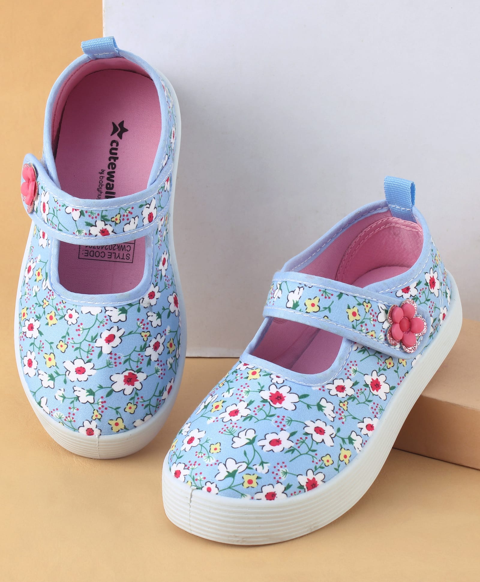 Cute Walk by Babyhug Velcro Closure Casual Shoes with Floral Print - Blue-picture-11