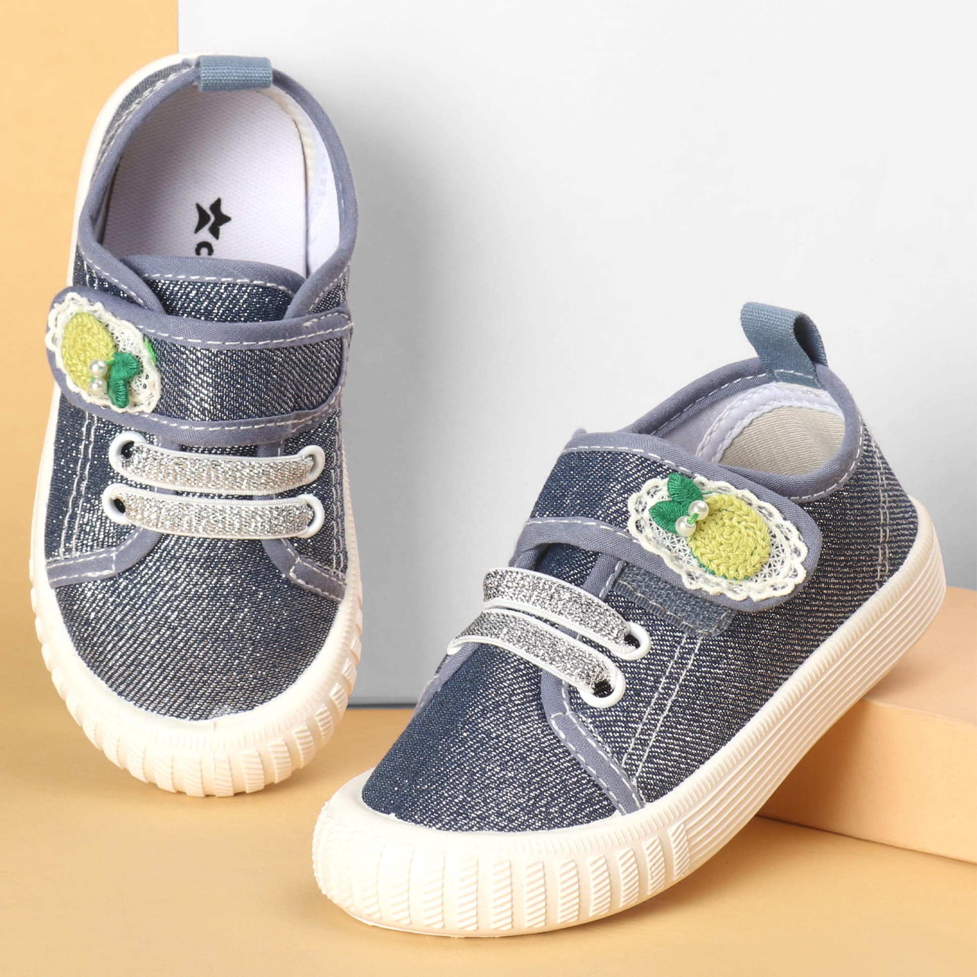 Cute Walk by Babyhug Velcro Closure Casual Shoes with Fruit Embroidery - Navy Blue-image-32