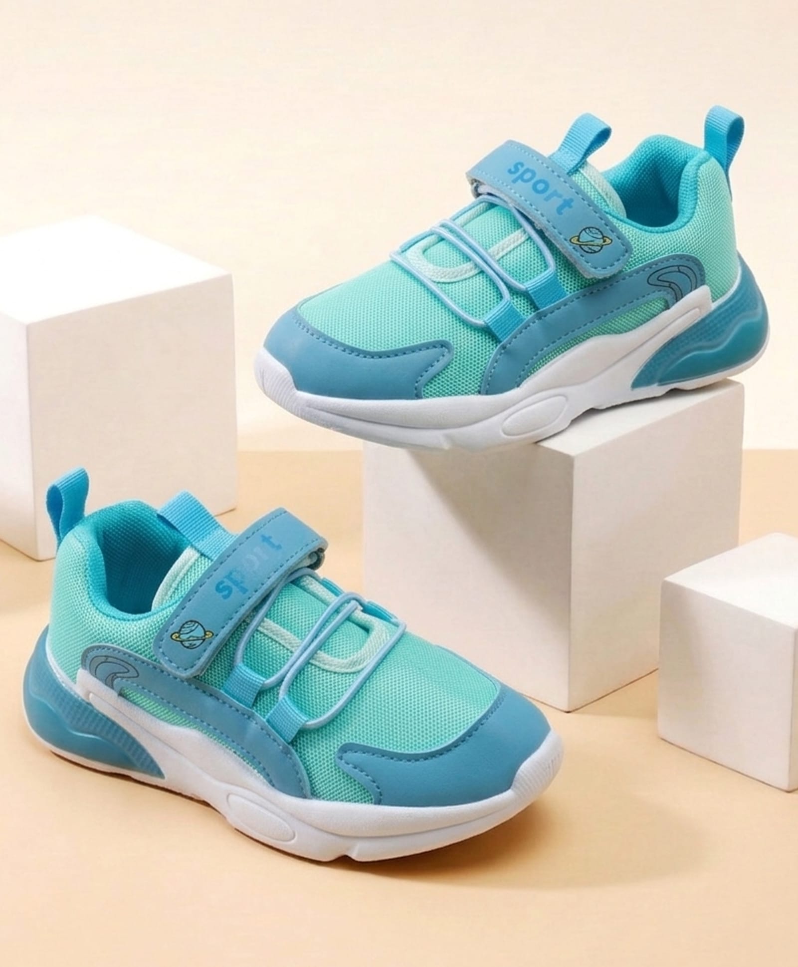 cute walk by babyhug velcro closure solid sneakers - blue