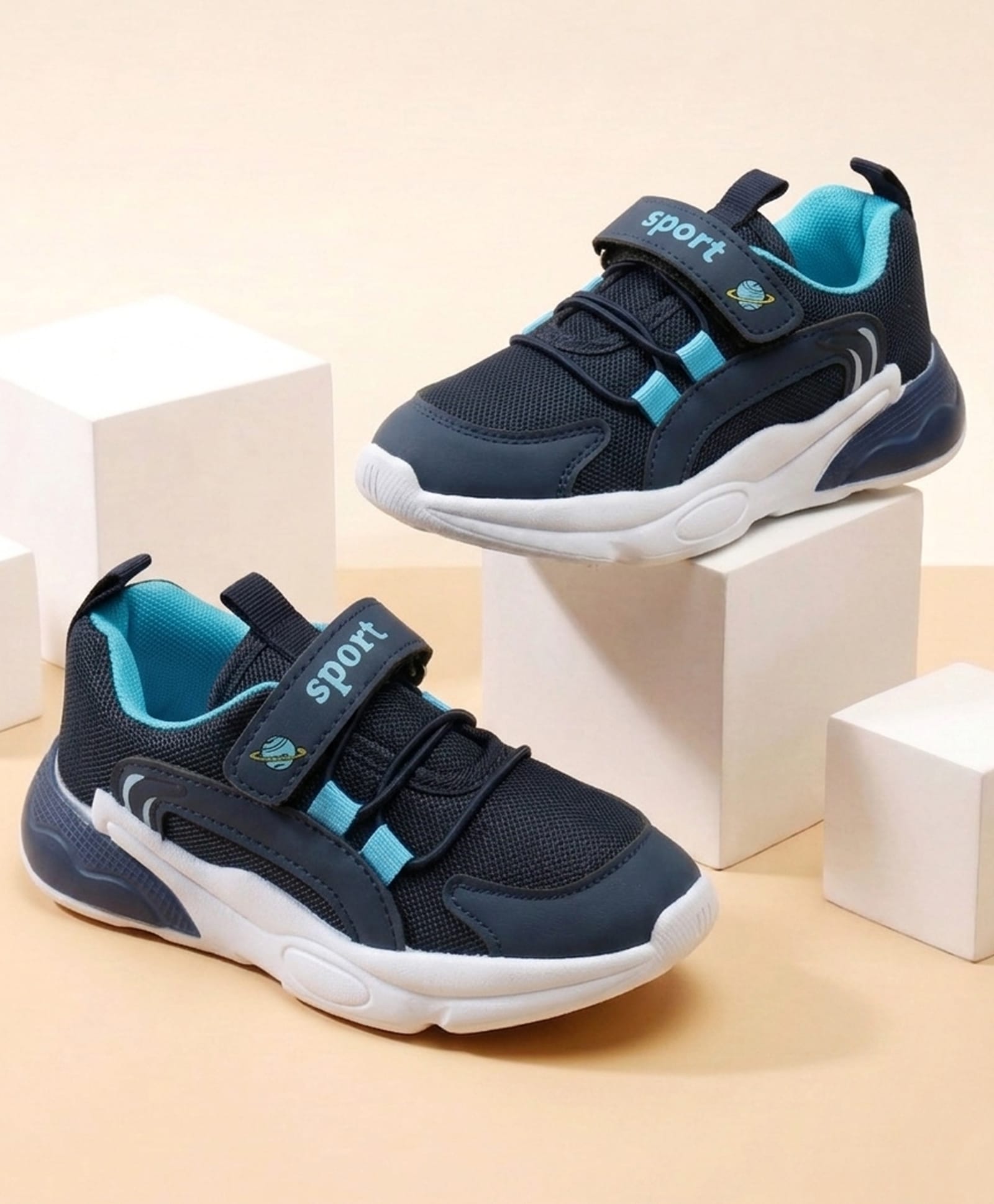Cute Walk by Babyhug Velcro Closure Solid Sneakers - Navy Blue-image-38
