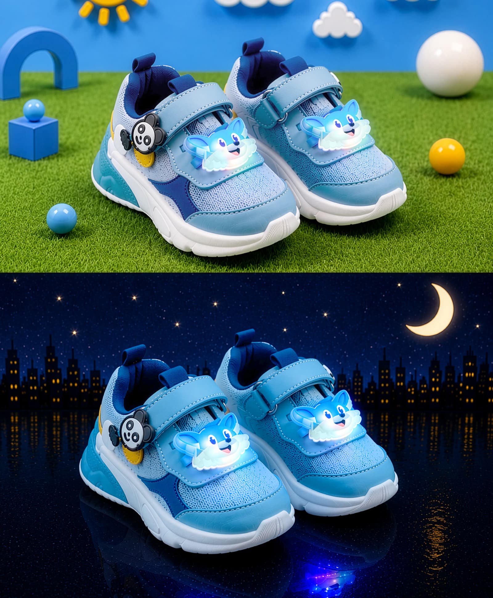 Cute Walk by Babyhug Velcro Closure Sneaker With Fox Applique - Blue-picture-10
