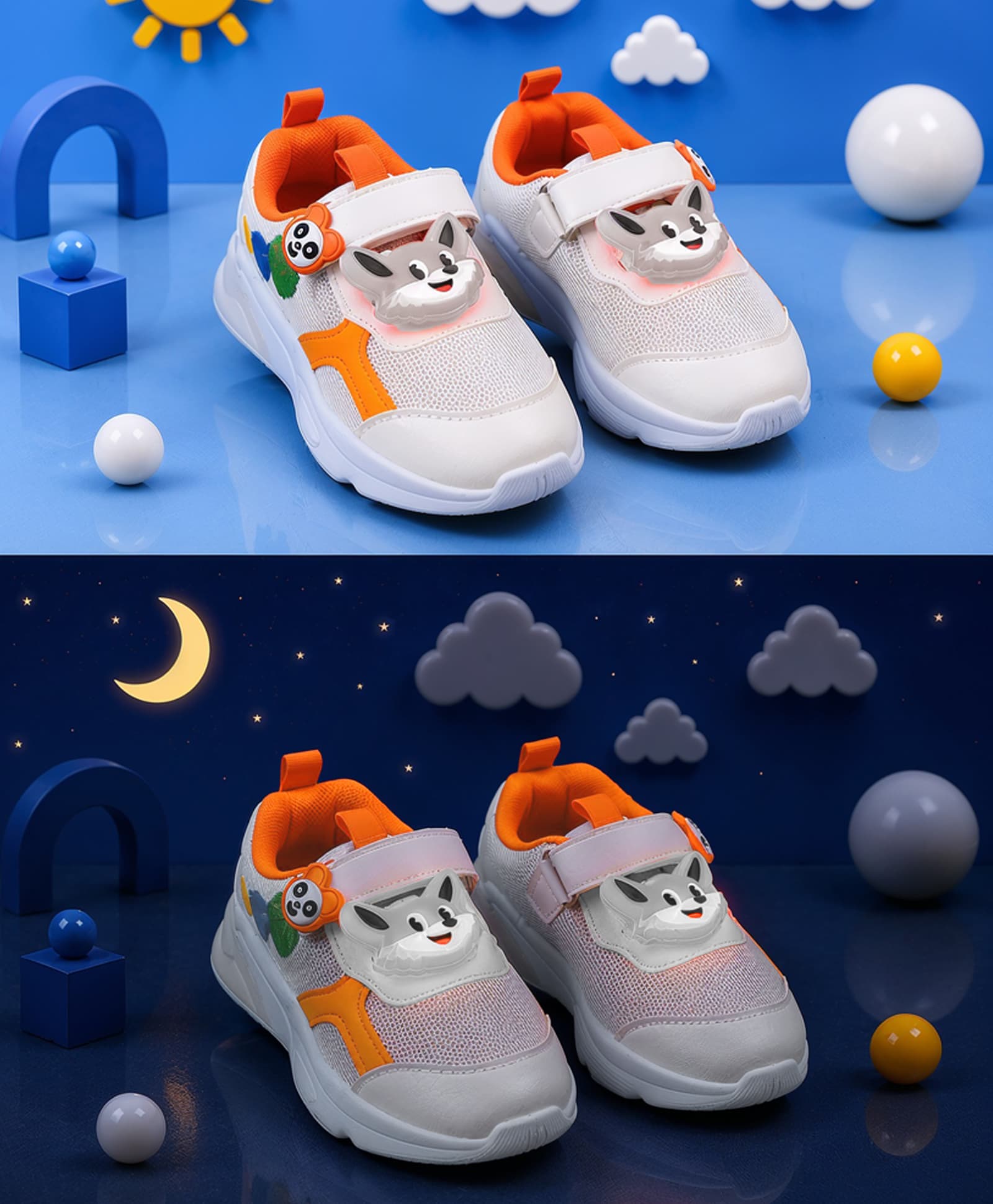 Cute Walk by Babyhug Velcro Closure Sneakers With Fox Applique & LED - Orange-picture-21