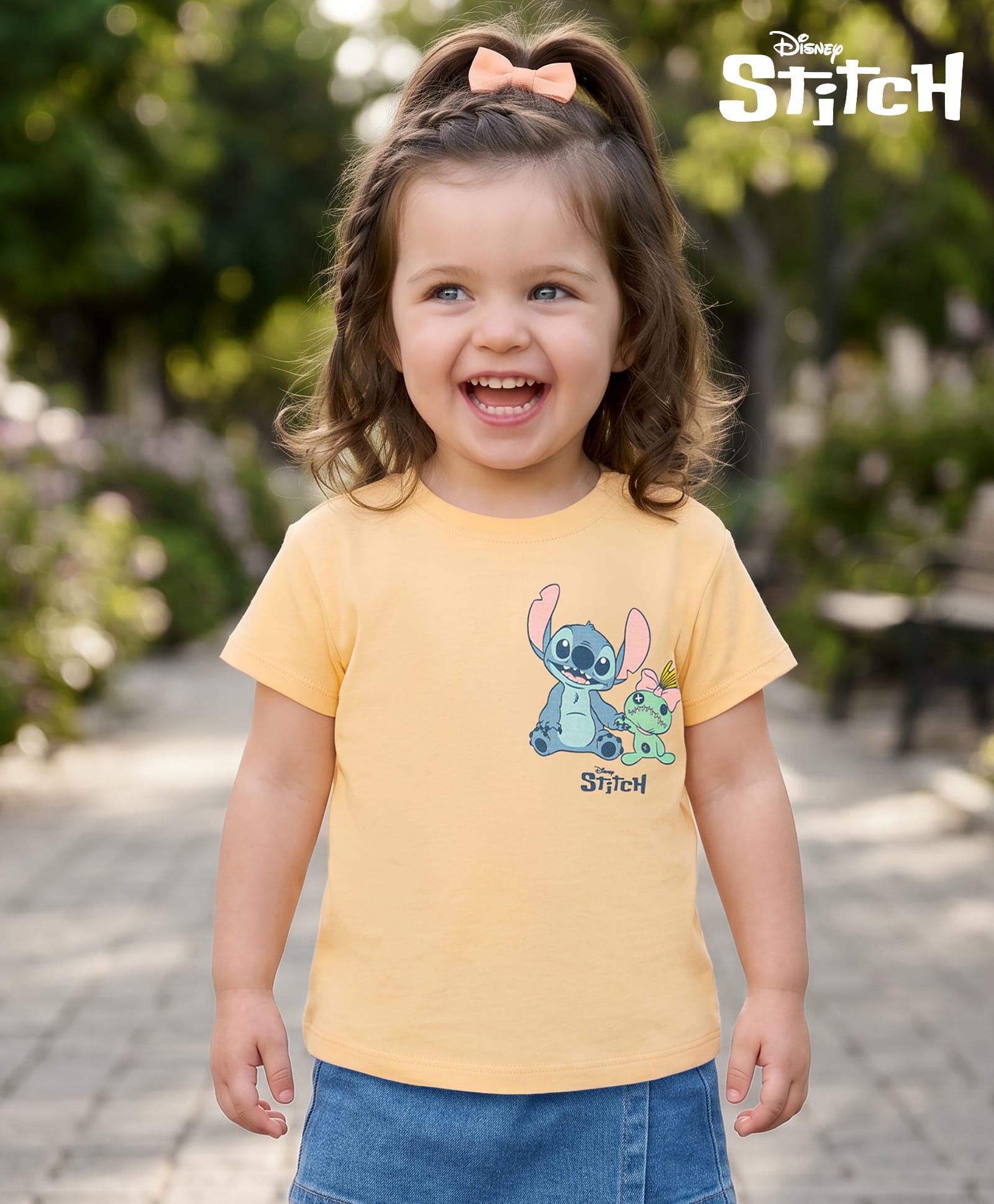 Bonfino Disney Cotton Knit T-Shirt Half Sleeve Round Neck with Front and Back Stitch Graphics Peach 6-9 Months-image-37