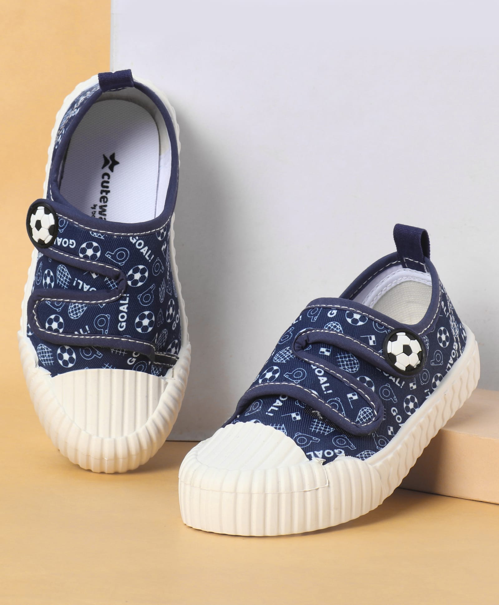 Cute Walk by Babyhug Velcro Closure Casual Shoes with Football Print - Navy Blue-image-34