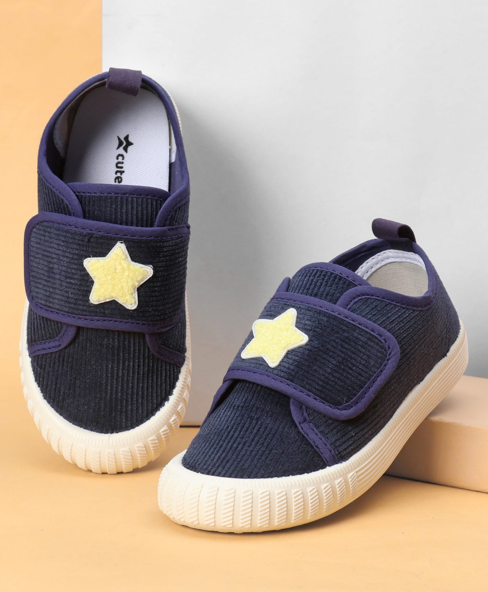 Cute Walk by Babyhug Velcro Closure Casual Shoes With Star Applique - Navy Blue-image-46