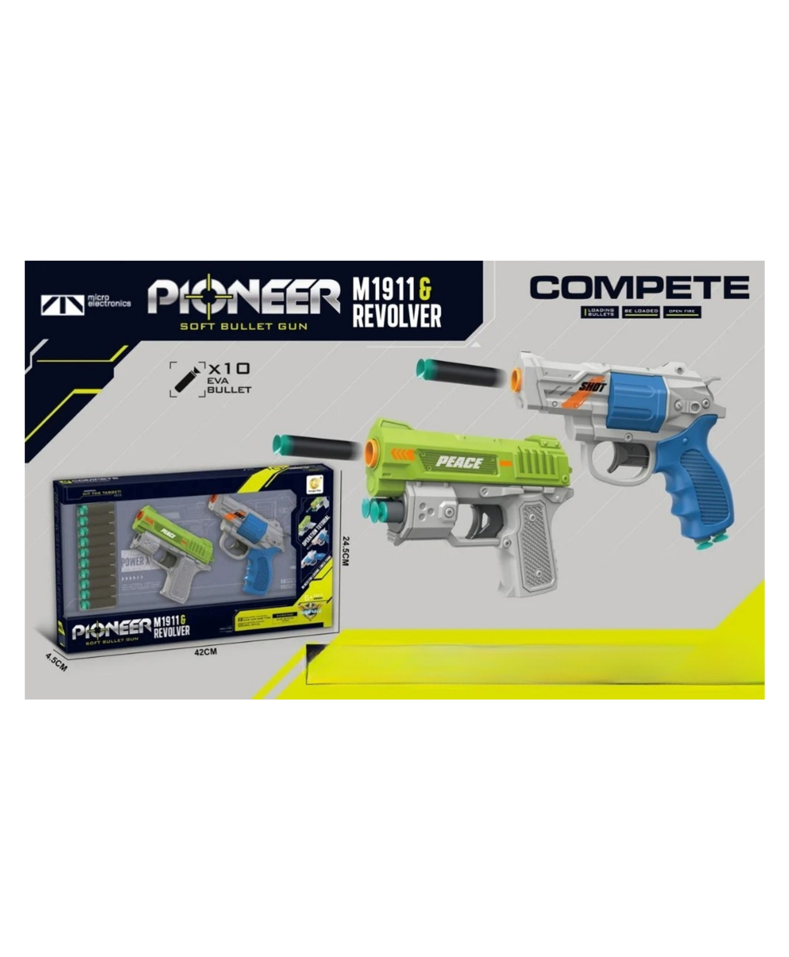 Lumo Brilliant Toys Soft Bullet Toy Gun Set for Kids, 2-in-1 Pistol & Revolver Combo, Foam EVA Safe Bullets, ABS Plastic Toy Gun Set for Boys & Girls Age 6+ Multicolor-image-26