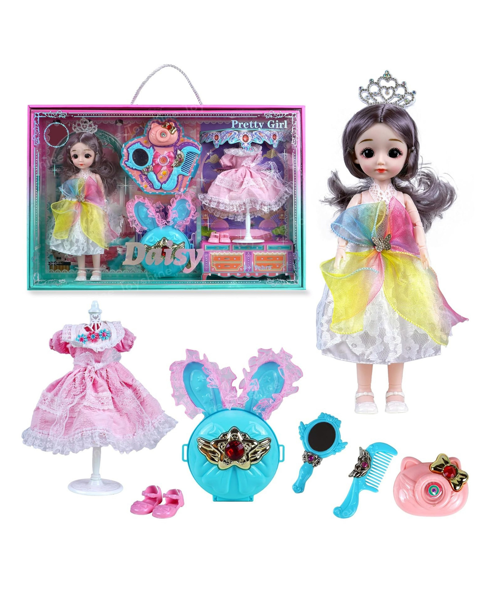 Lumo Brilliant Toys 30 cm Princess Doll Set for Girls with Colorful Dress, Movable Joints & Accessories, Kids Fashion & Styling Doll set, Age 3+ Multicolor-image-30