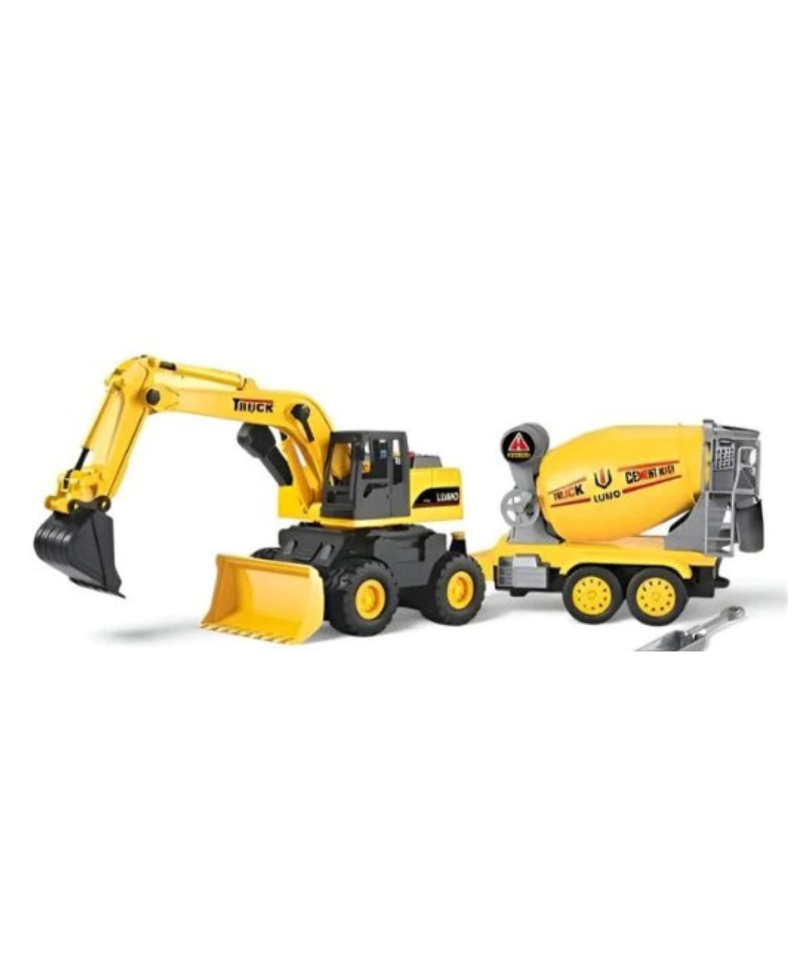 Lumo Brilliant Toys 2 In 1 Construction Truck Toys For Kids, Excavator Truck With Detachable Cement Mixer Trailer Toys With Lights, Sounds And Interactive Features For Kids - Multicolor-image-7