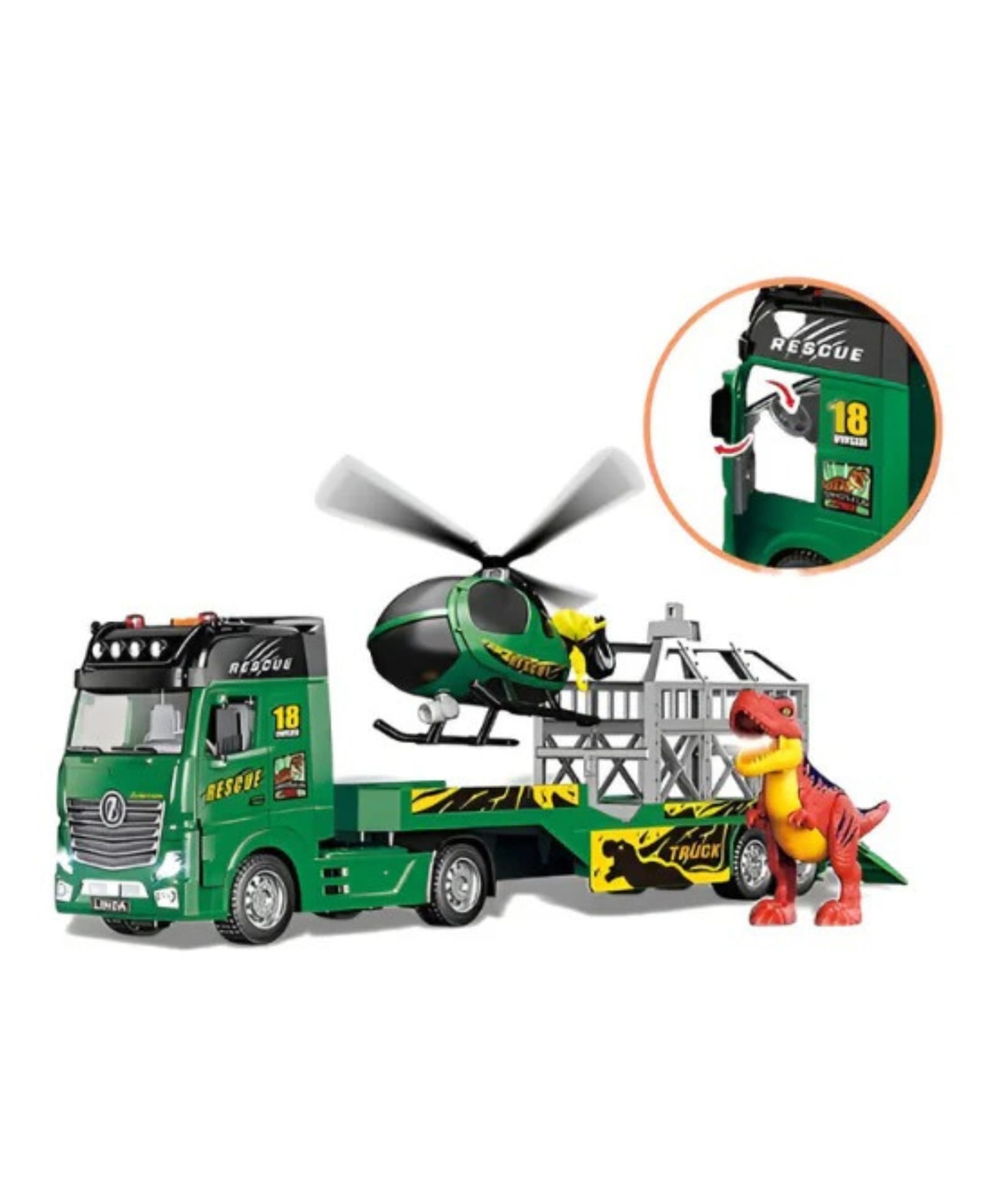 Lumo Brilliant Toys Rescue Truck Animal Toy With Helicopter, Animal Cage & Dinosaur, Big Size Play Set Toys For Kids , Fun Entertainment Kids Toys - Multicolor-picture-14