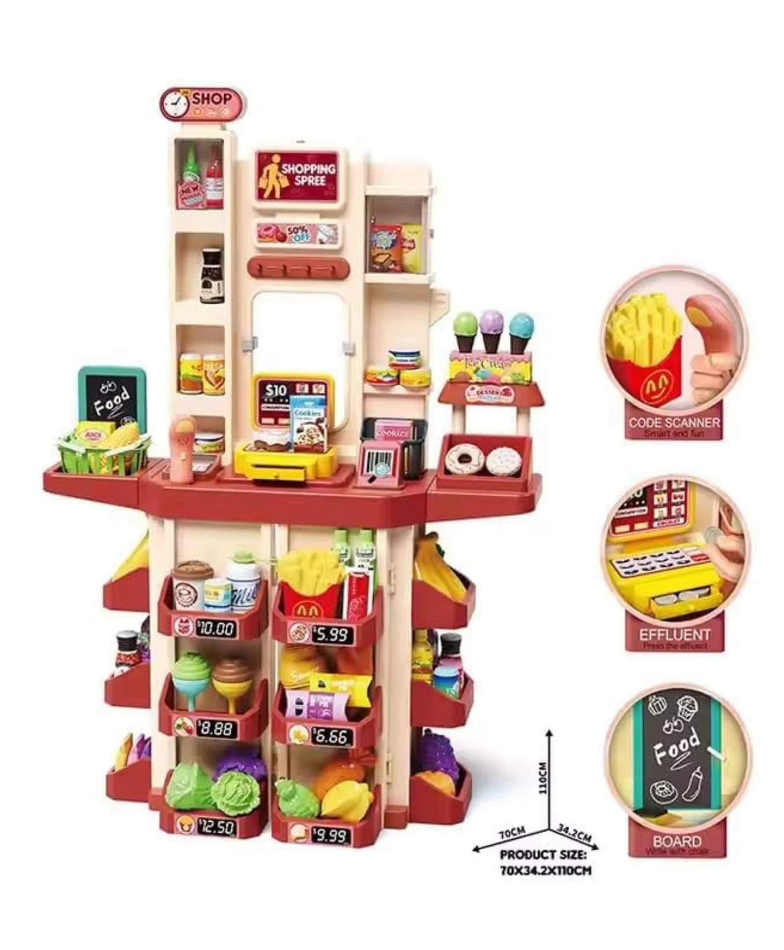 lumo brilliant toys Lumo Brillant Toys 71-Pcs Kids Supermarket Play Set | Pretend Grocery Store with Cash Register, Fruits, Ice Cream, Food & Scanner | Role Play Toy for Boys & Girls - Color May Vary-picture-29