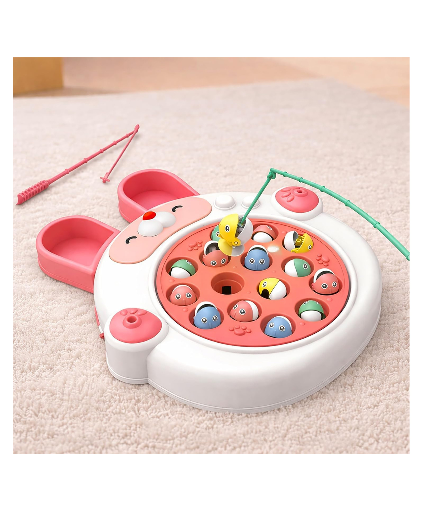 Lumo Brilliant Toys Rabbit Shape Fishing Game Toy for Kids, Rotating Fish Pond Game with Fishing Rods, Musical Interactive Toy, Fun Game for Boys & Girls Age 3+ Multicolor-image-37