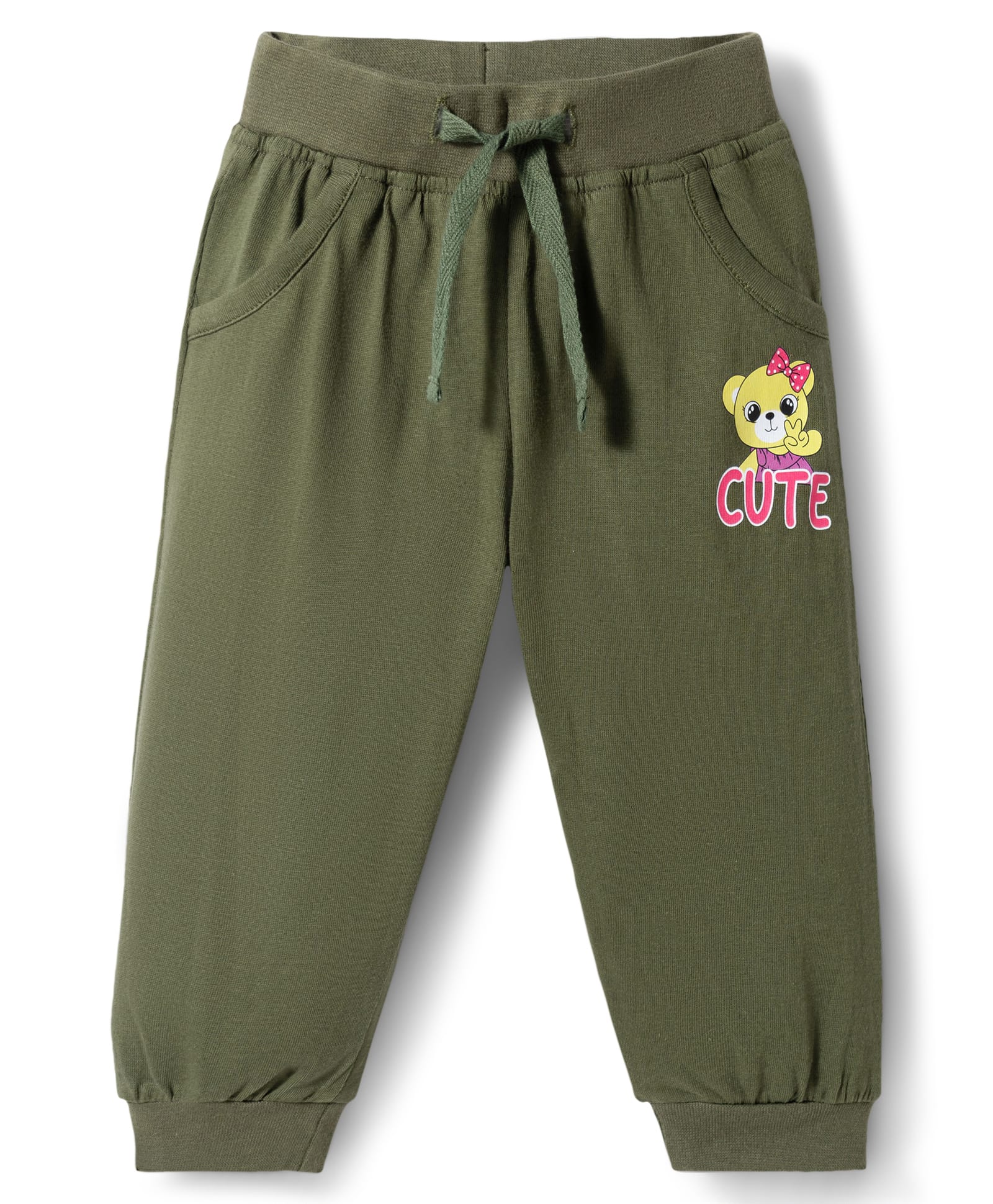Doodle Poodle Cotton Knit Full Length Lounge Pant with Teddy Print - Green-image-20