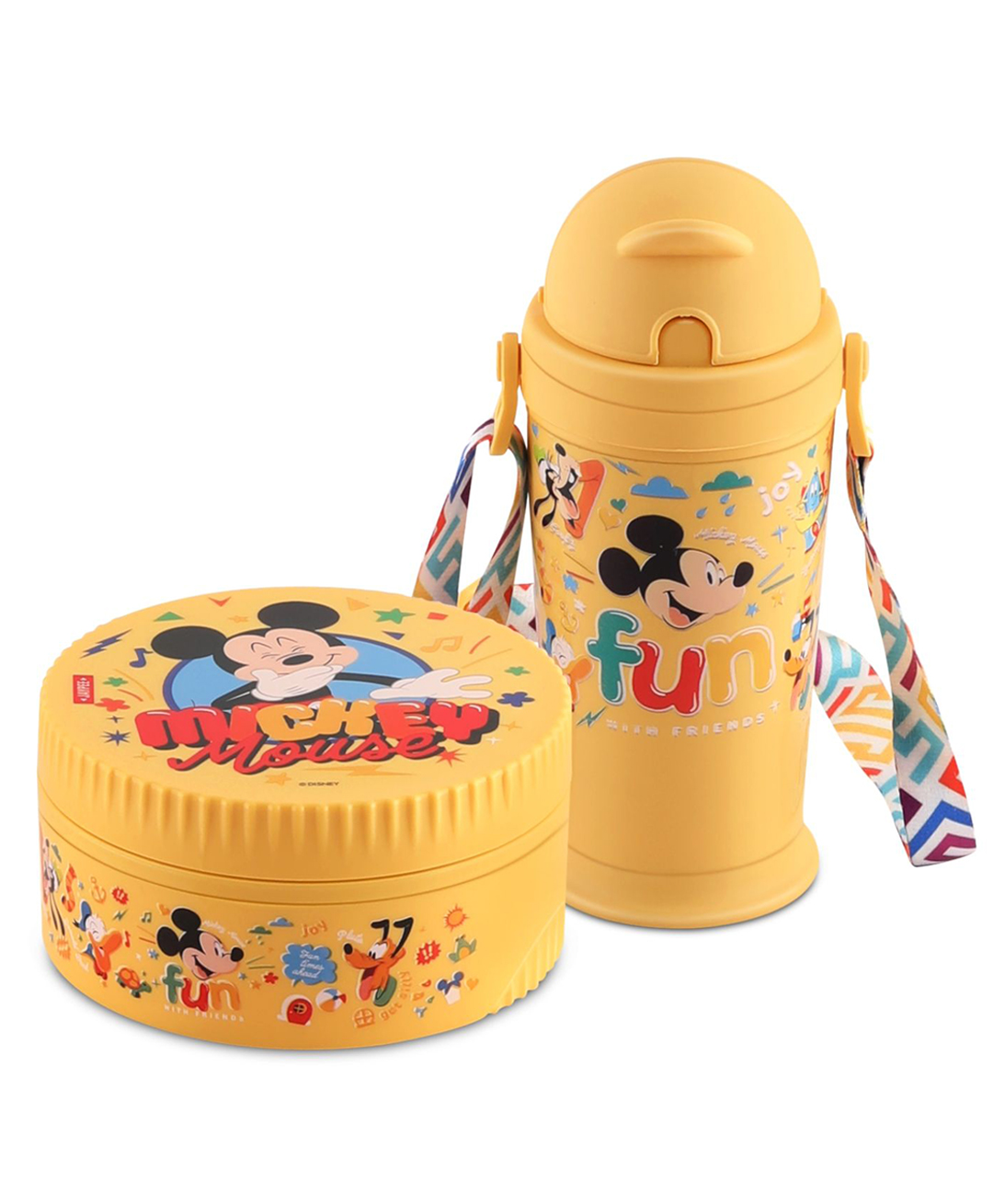 Jaypee First Step Combo Insulated Inner Stainless Steel Lunch Box 375ml with Steel Dish & Insulated Sipper Water Bottle 270ml Disney Character Printed for kids, Yellow-picture-34