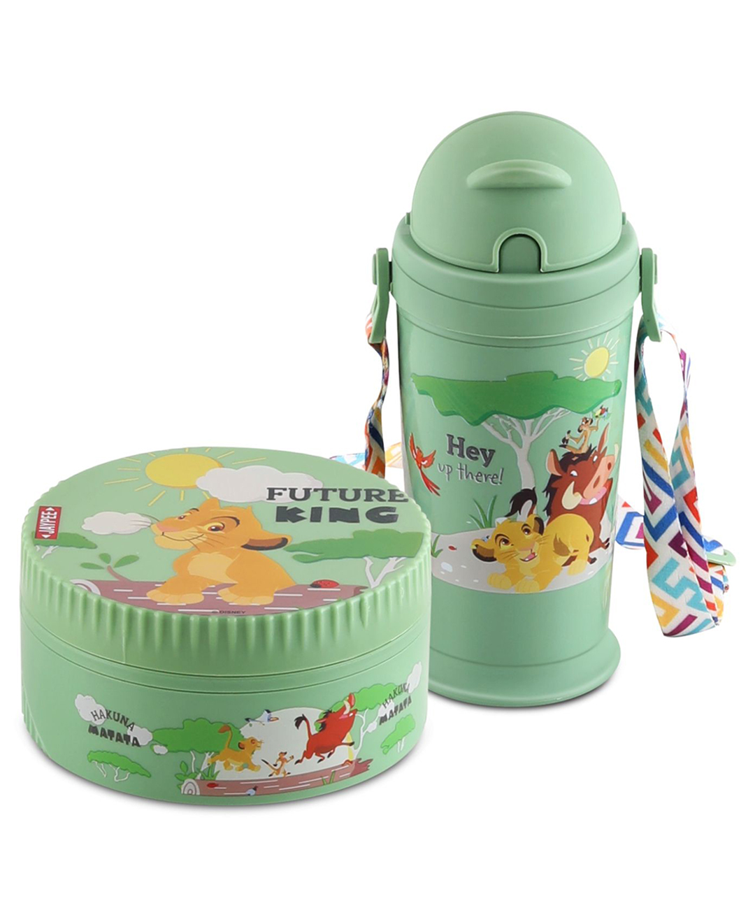 Jaypee First Step Combo Insulated Inner Stainless Steel Lunch Box 375ml with Steel Dish & Insulated Sipper Water Bottle 270ml Disney Character Printed for kids, Green-picture-46