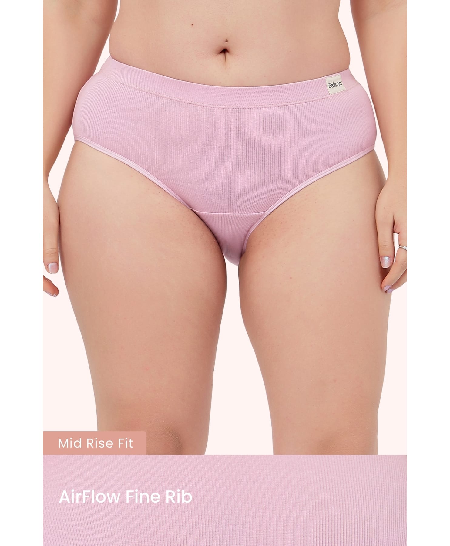 Zelena 95% Cotton 5% Elastane Knit Solid Maternity Mid Rise Hipster Panty - Pink-picture-8