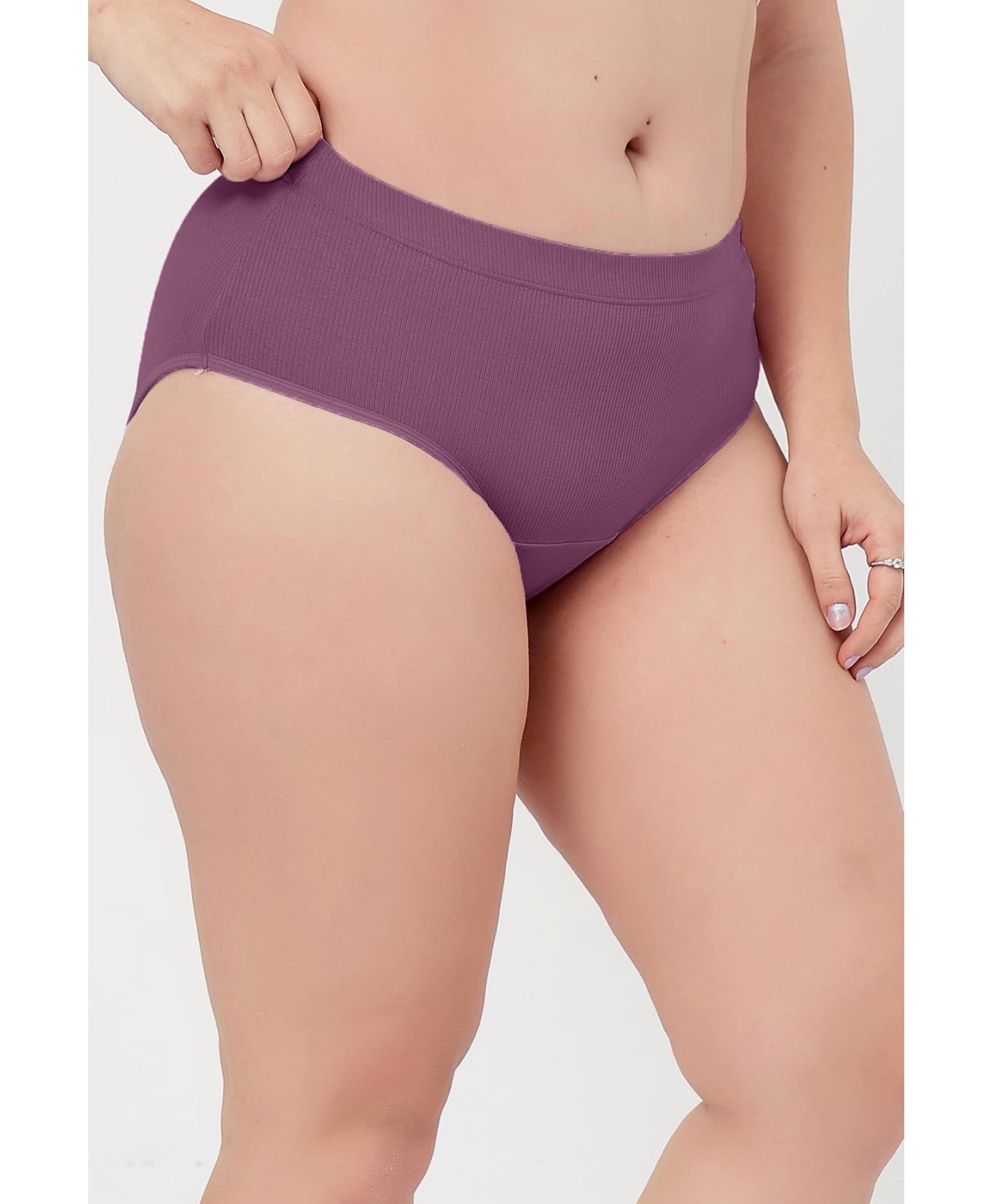 Zelena 95% Cotton 5% Elastane Knit Solid Maternity Hipster Panty - Purple-image-9