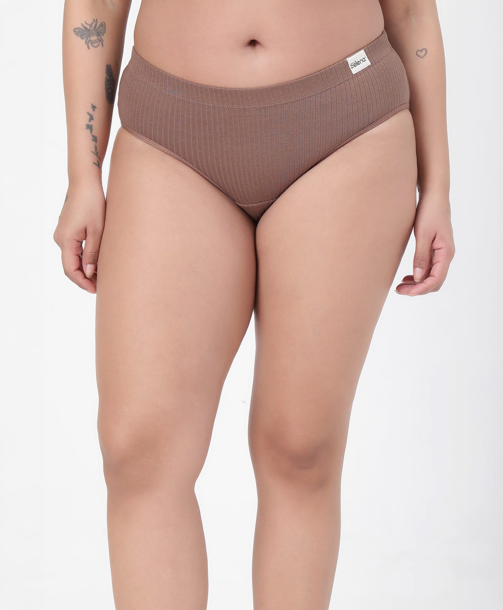 Zelena 93% Cotton 7% Spandex Knit Solid Maternity Hipster Panty - Mocha-image-24