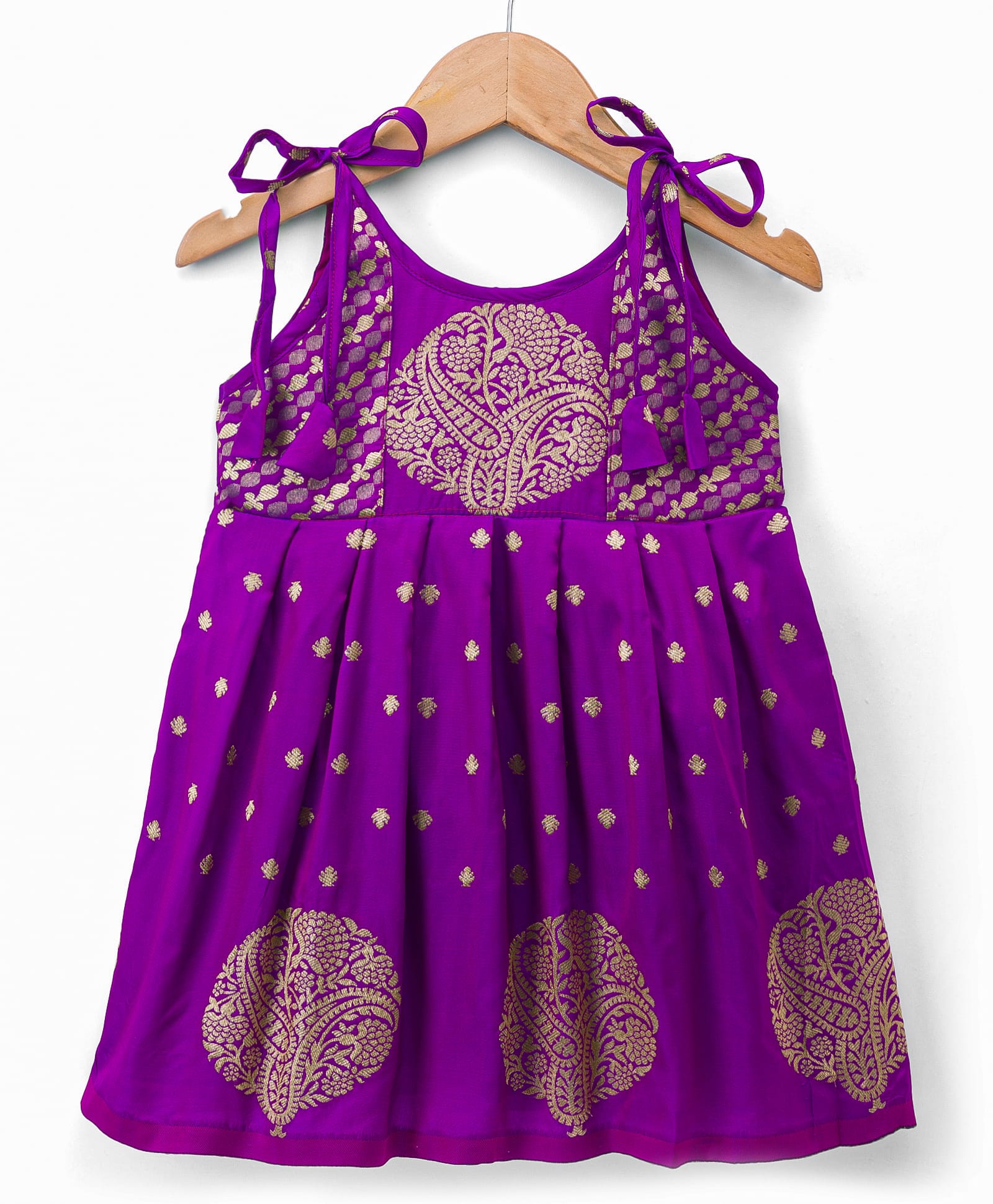 Bhartiya Paridhan Silk Woven Sleeveless Ethnic Dress with Foil Floral Print - Violet-image-47