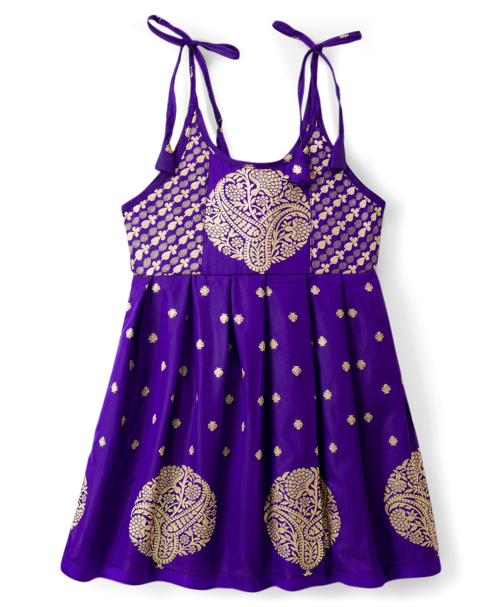 Bhartiya Paridhan Silk Woven Sleeveless Ethnic Dress with Foil Floral Print - Purple-image-46