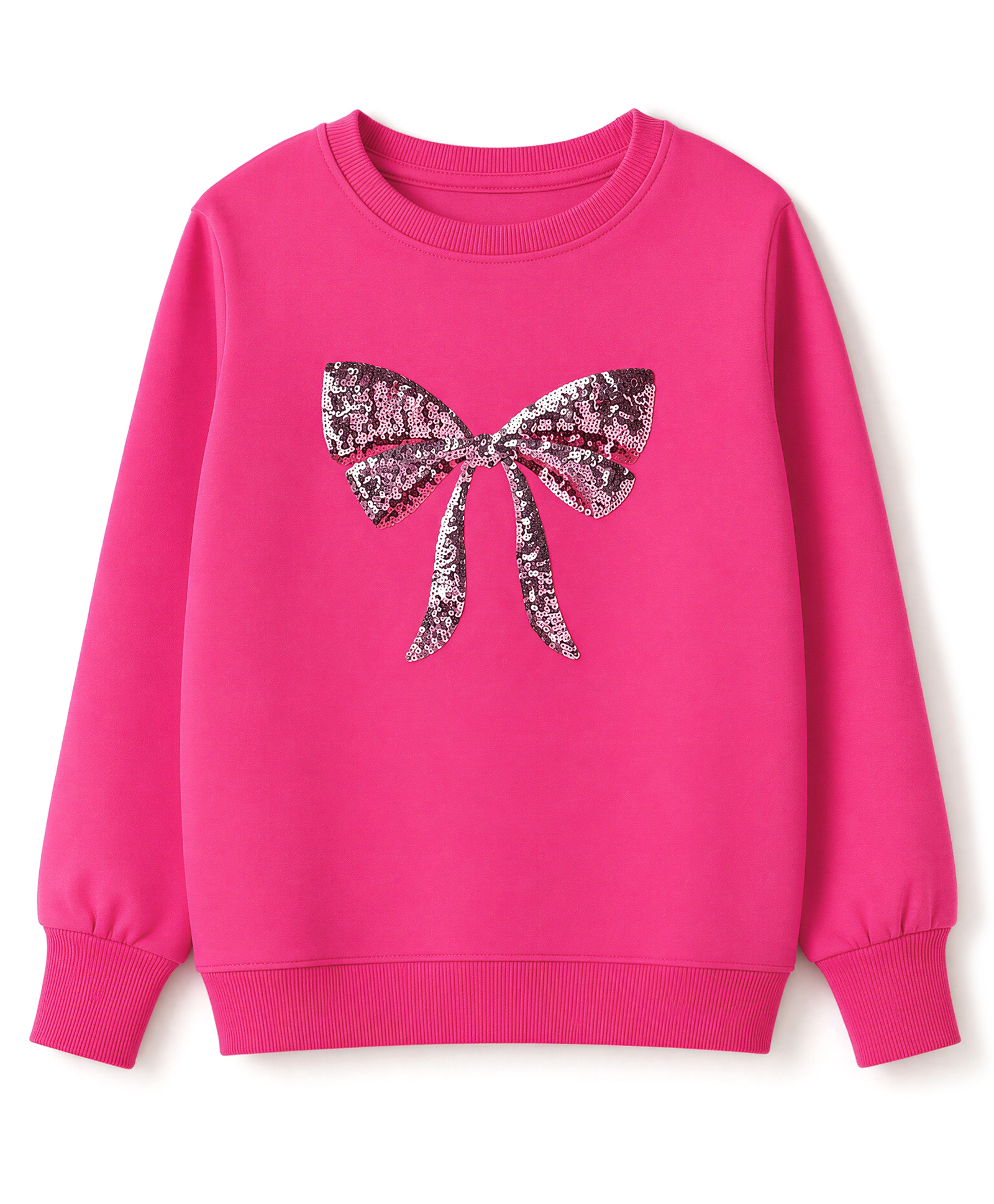 Pine Kids Cotton Knit Full Sleeves Sweatshirts With Sequin Detailing Bow - Pink-picture-12