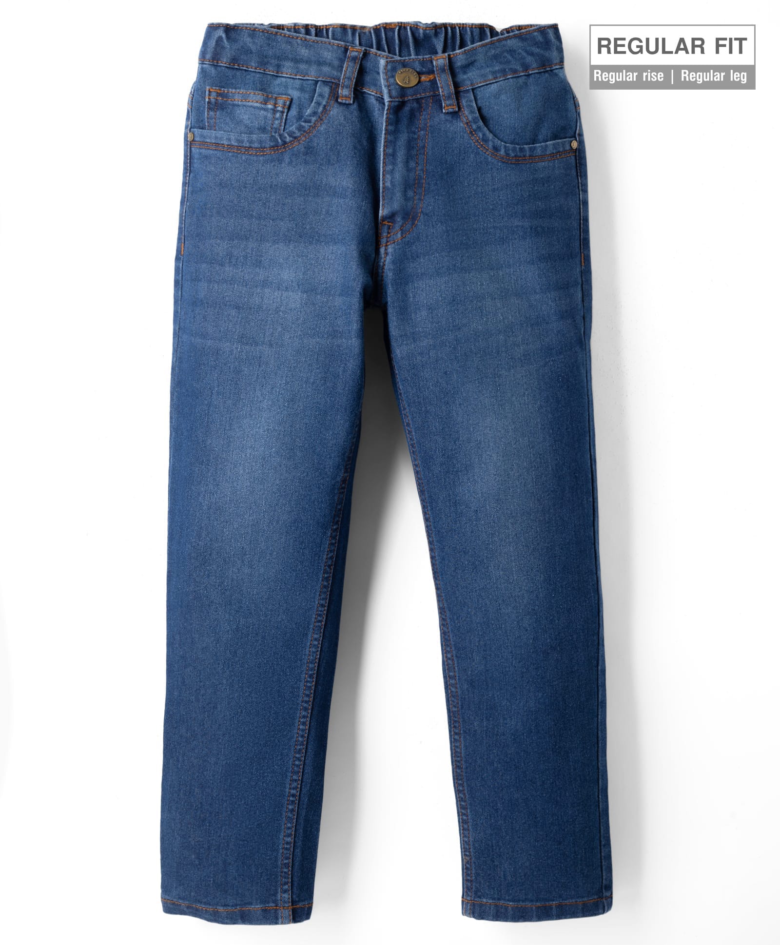 Pine Kids Denim Woven Full Length Washed Jeans - Blue-picture-12