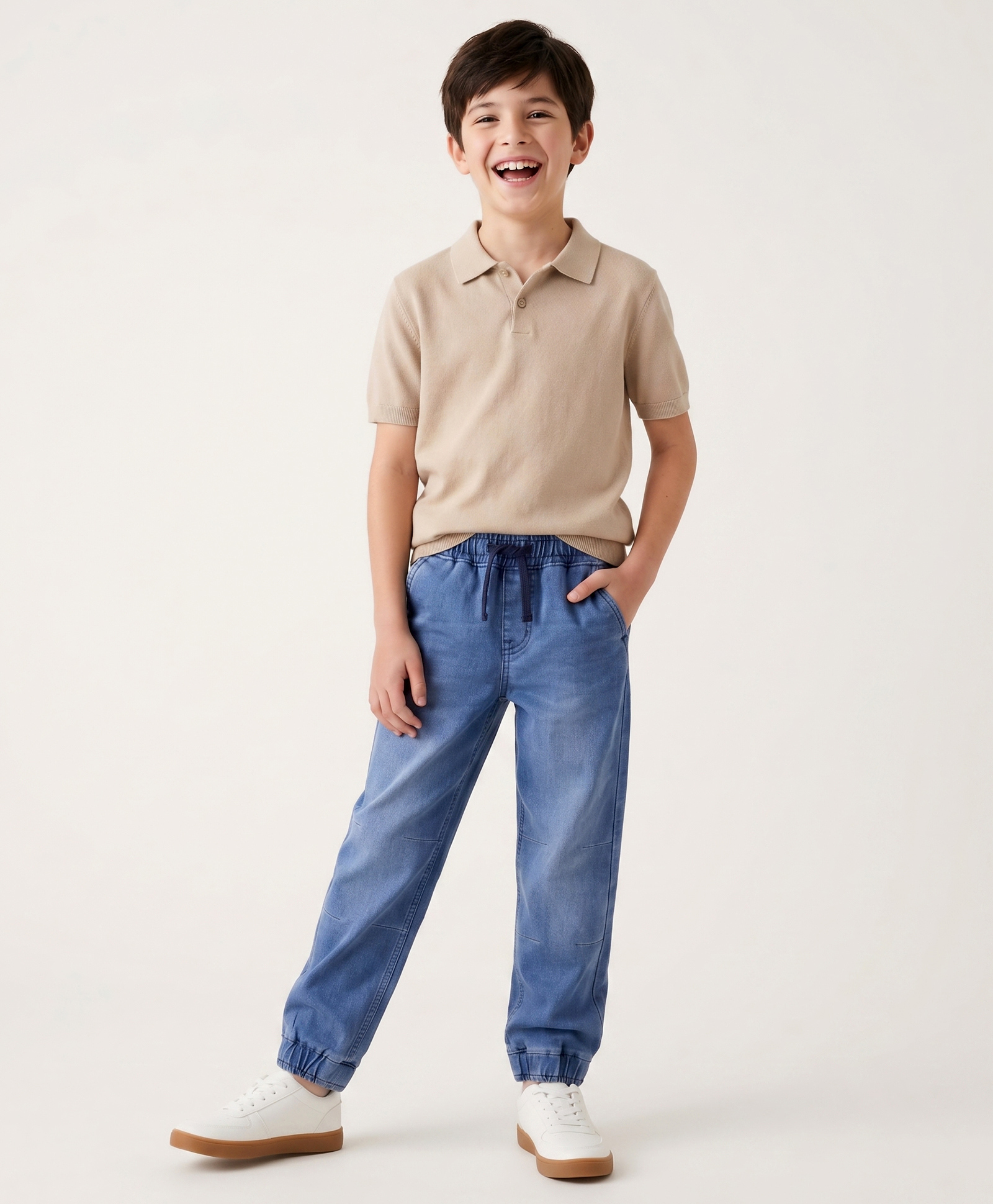Pine Kids Denim Woven Full Length Washed Jeans - Blue-picture-14