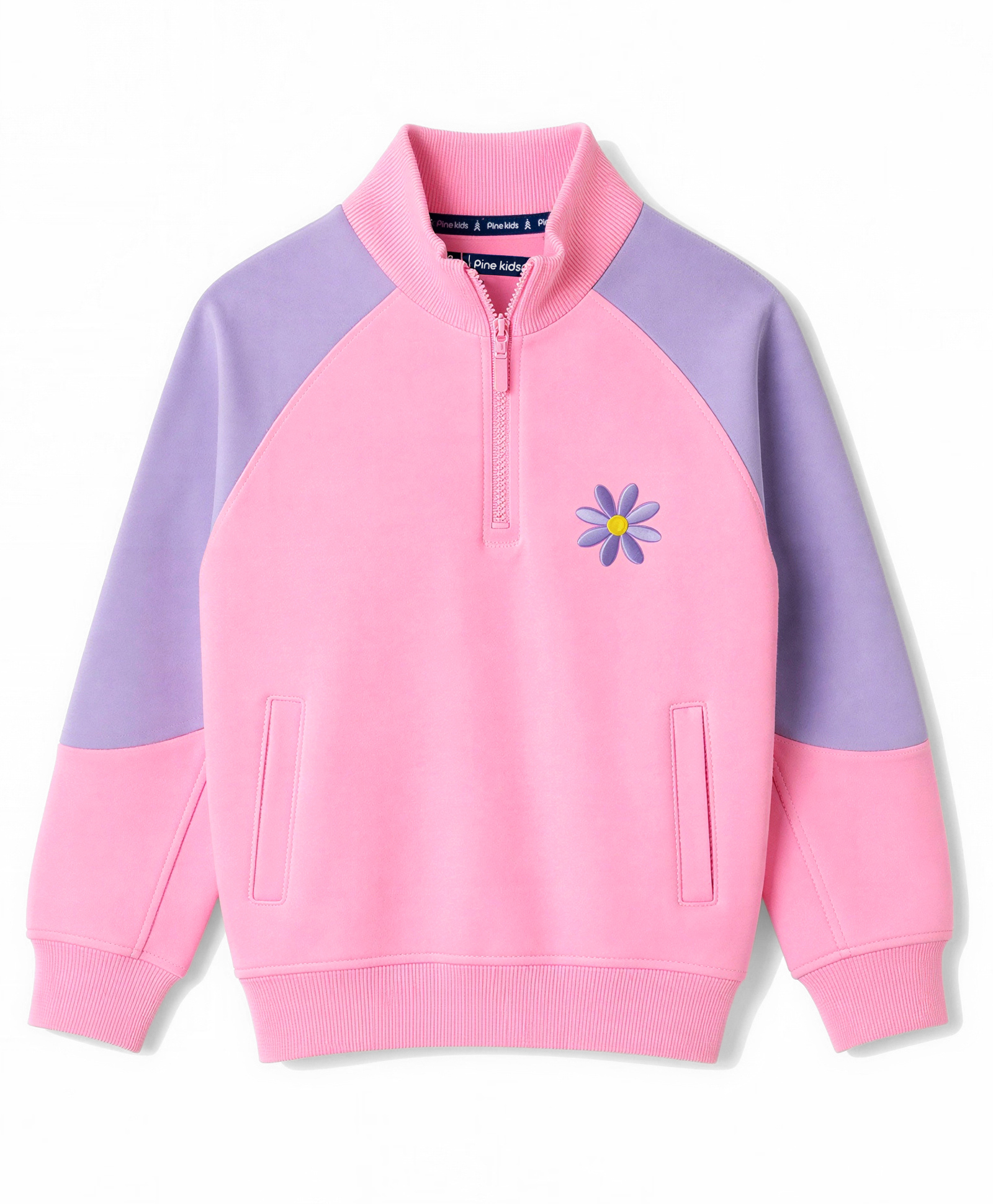 Pine Kids 100% Cotton Knit Raglan Full Sleeves Floral Printed Sweatshirt - Pink-picture-20