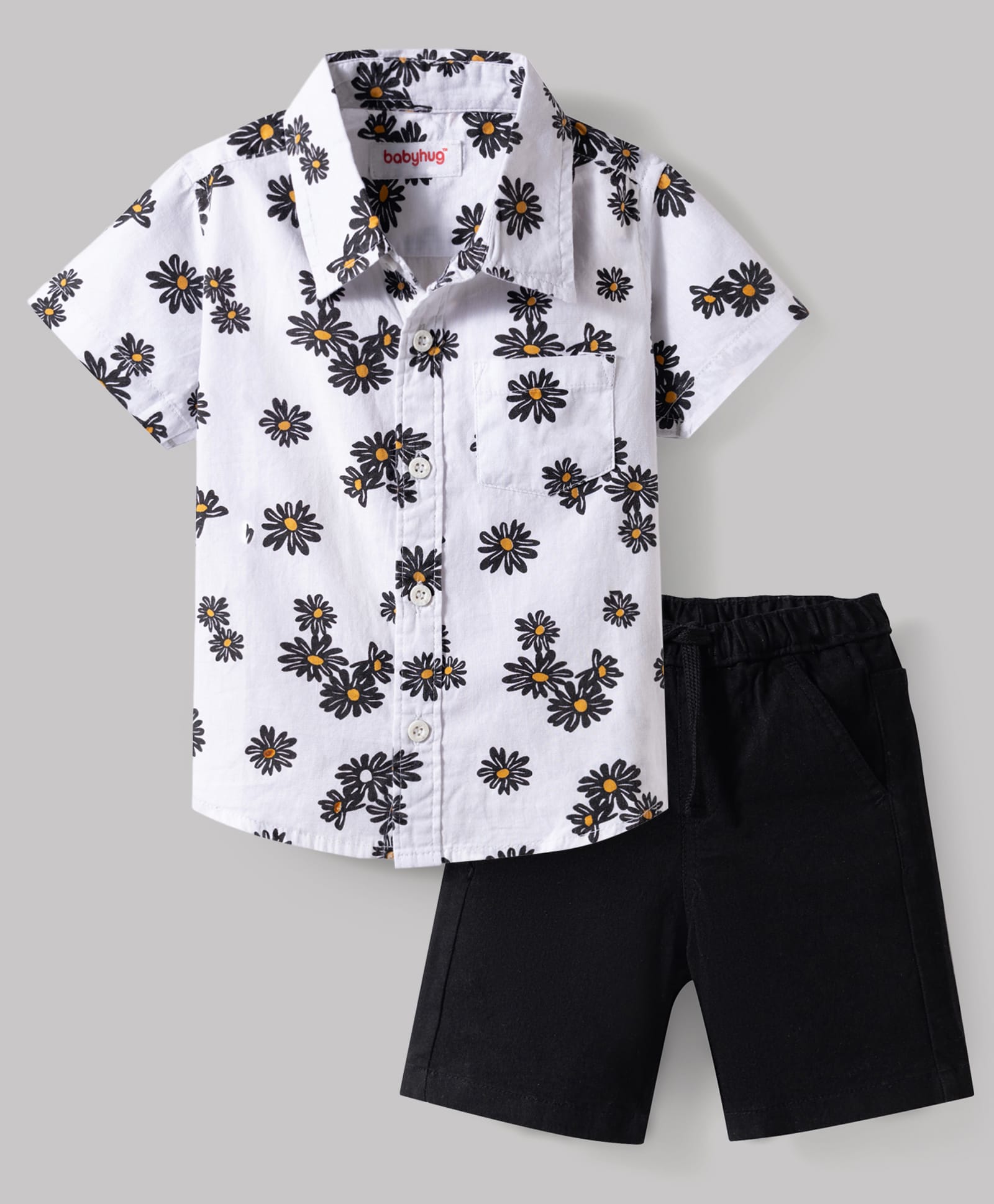 Babyhug Cotton Woven Half Sleeves Shirt & Denim Shorts Set With Floral Print - Multicolor-picture-32