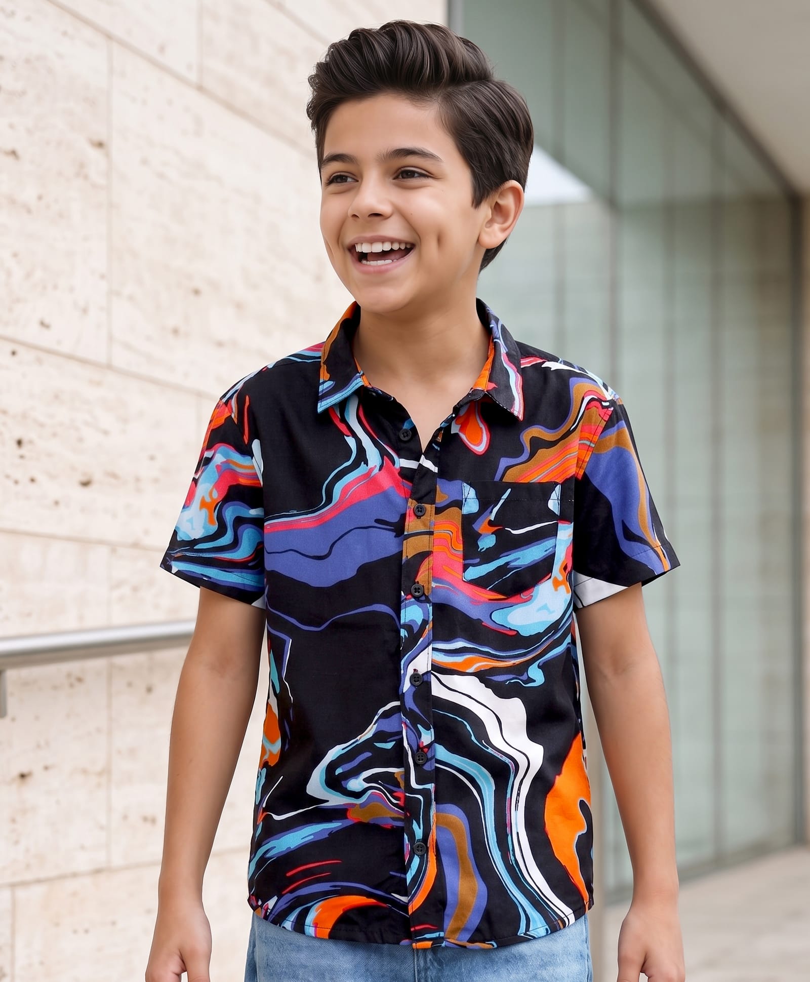 Pine Kids Cotton Woven Printed Half Sleeves Collar Shirt Multi Color 6-7 Years-image-40