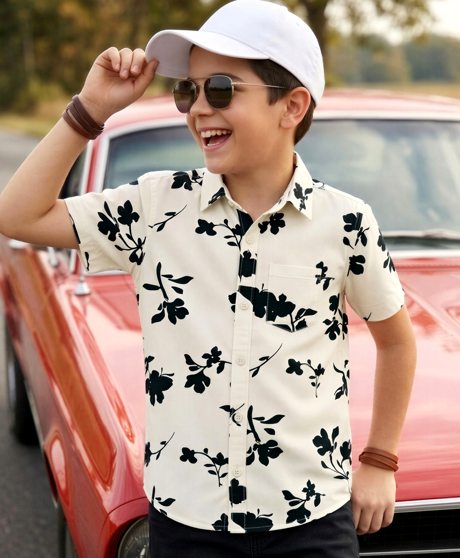 Pine Kids Cotton Woven Printed Shirts Half Sleeves - Off White-picture-44