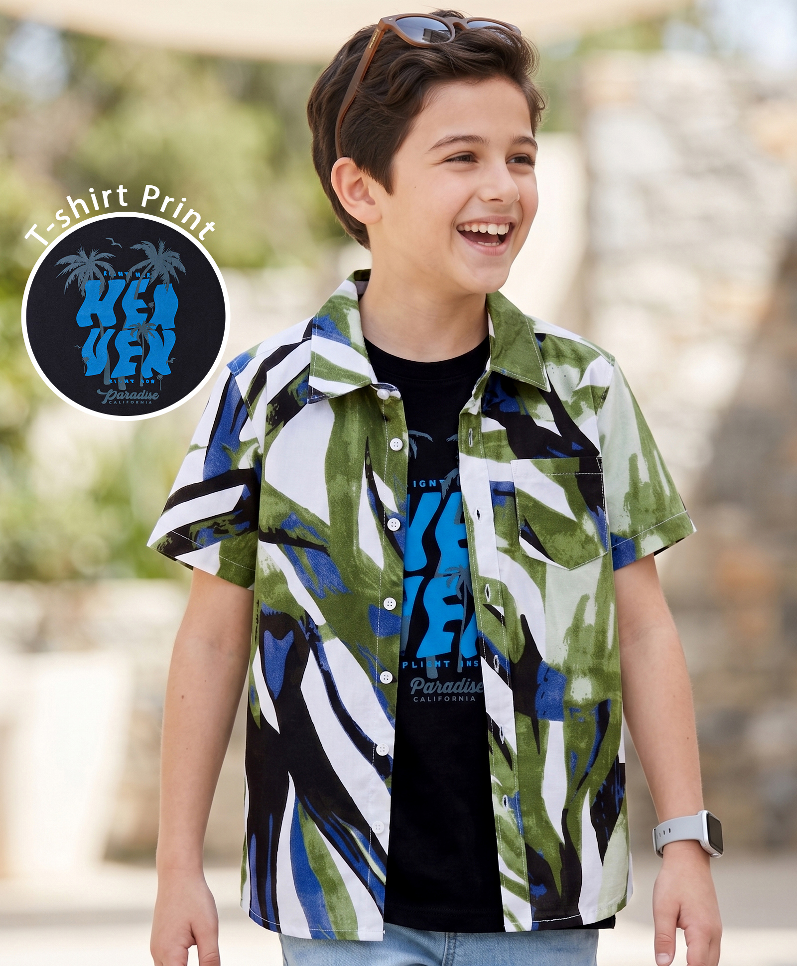 Pine Kids Cotton Woven Half Sleeves Printed Shirt & T-Shirt Multi Color 4-5 Years-picture-21