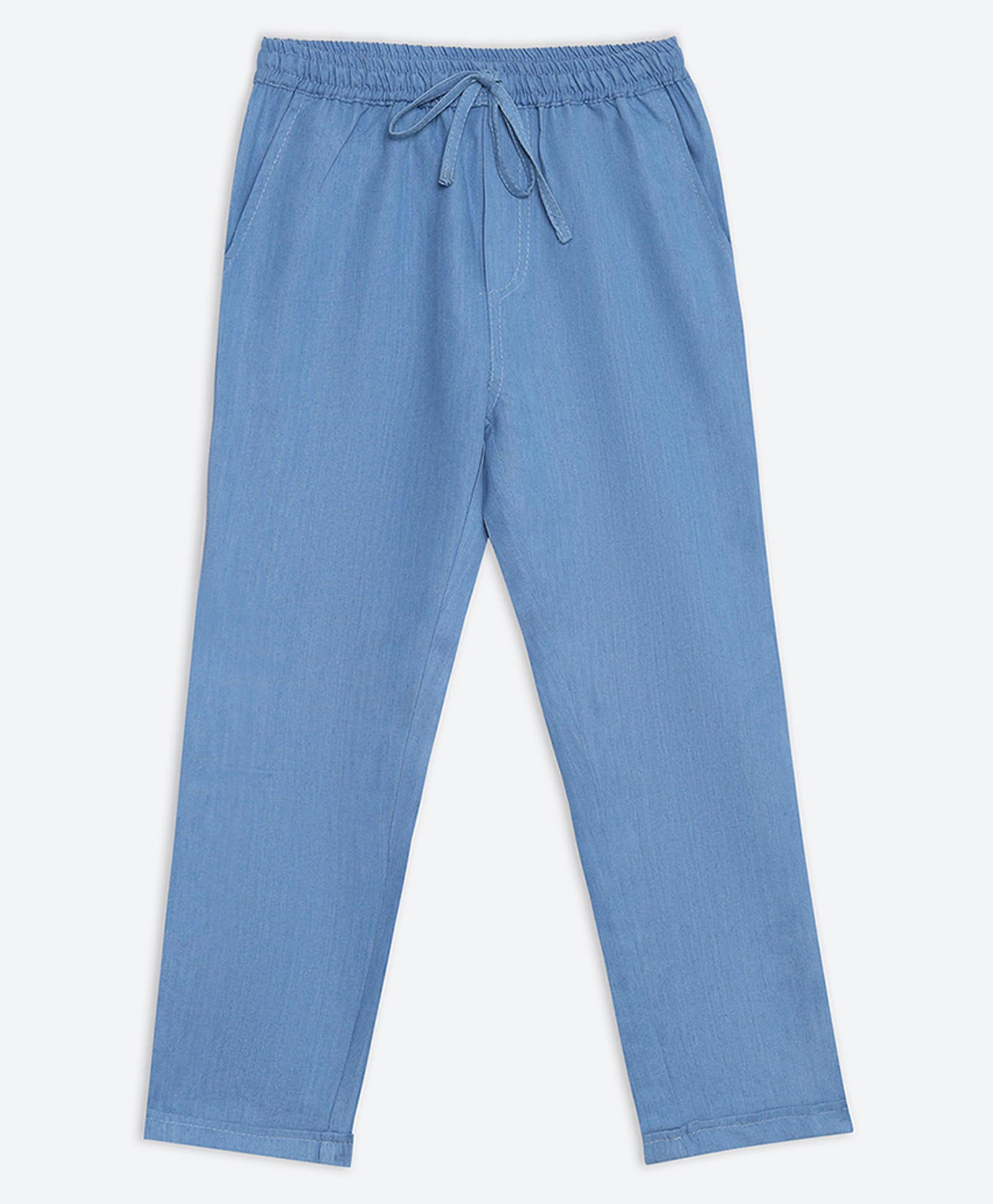 Charkhee Cotton Woven Solid Trousers - Light Blue-picture-16