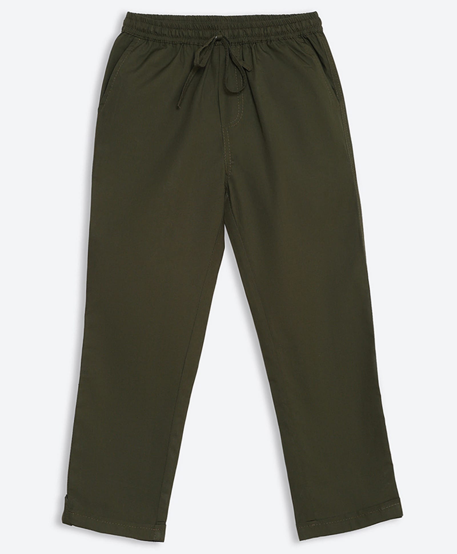 Charkhee Cotton Woven Solid Trousers - Olive Green-image-40
