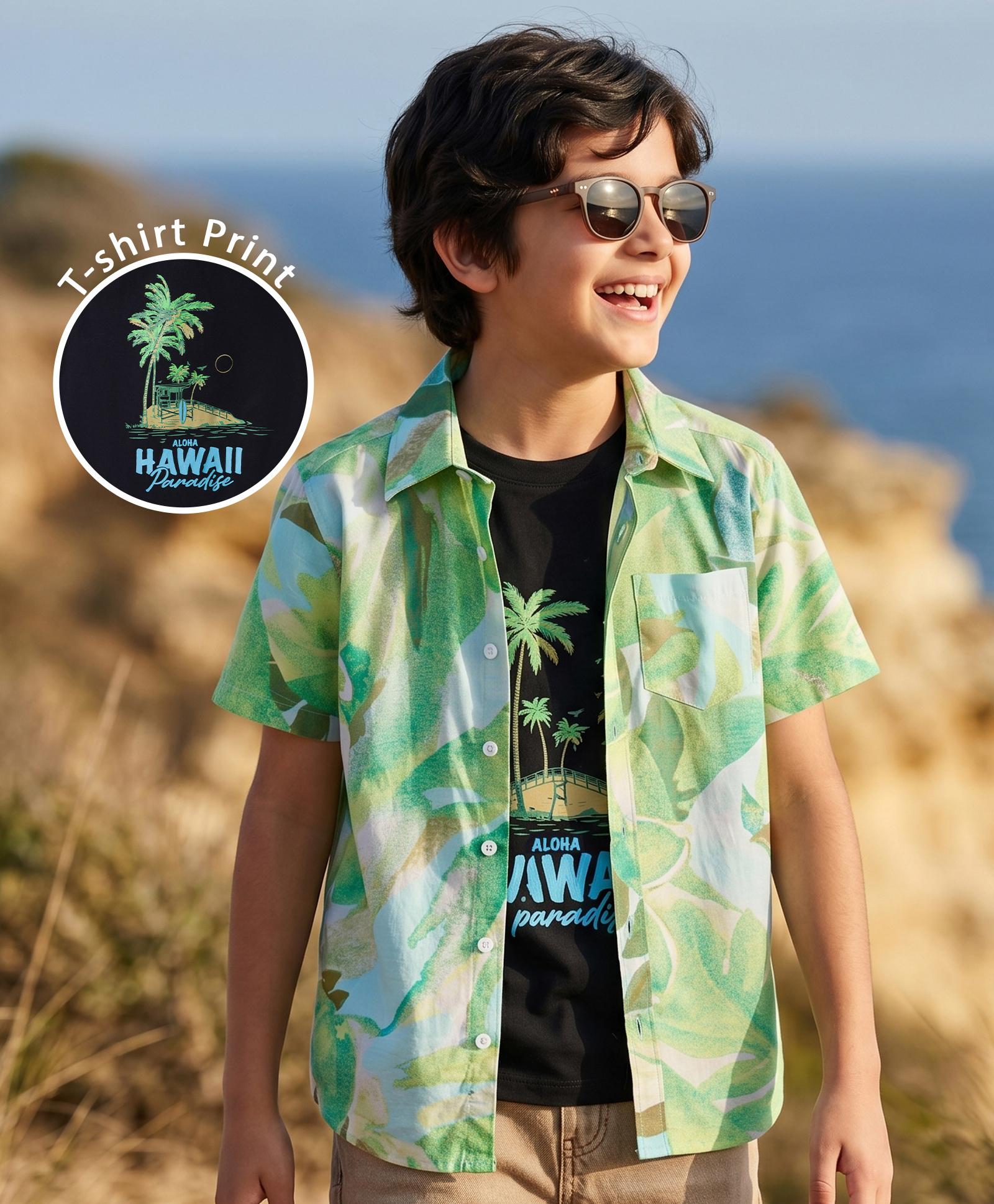Pine Kids Cotton Woven Half Sleeves Printed Shirt & T-Shirt Multi Color 6-7 Years-image-28