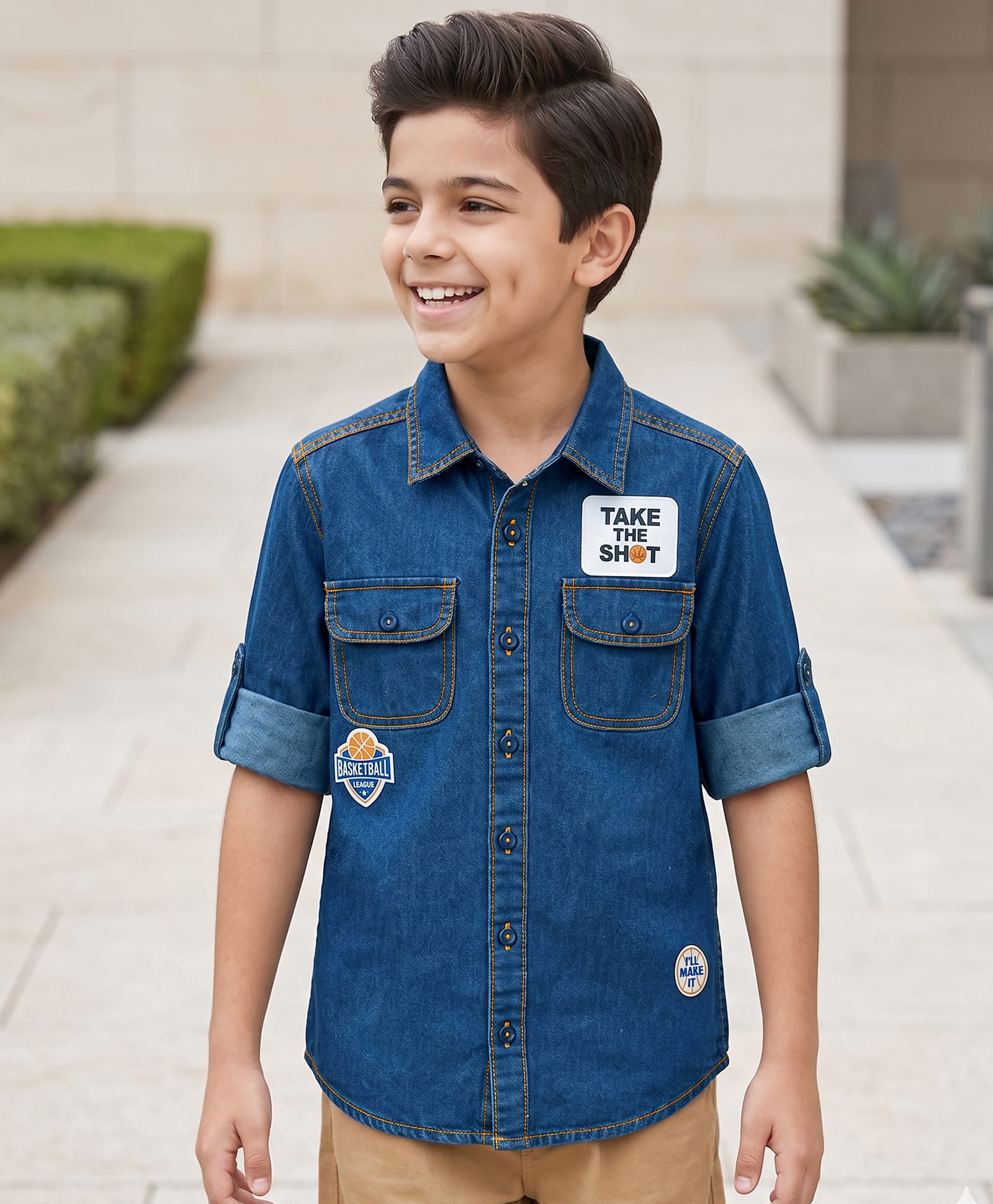 Pine Kids Cotton Woven Denim Shirts with Roll Up Sleeves Multi Color 6-7 Years-image-3